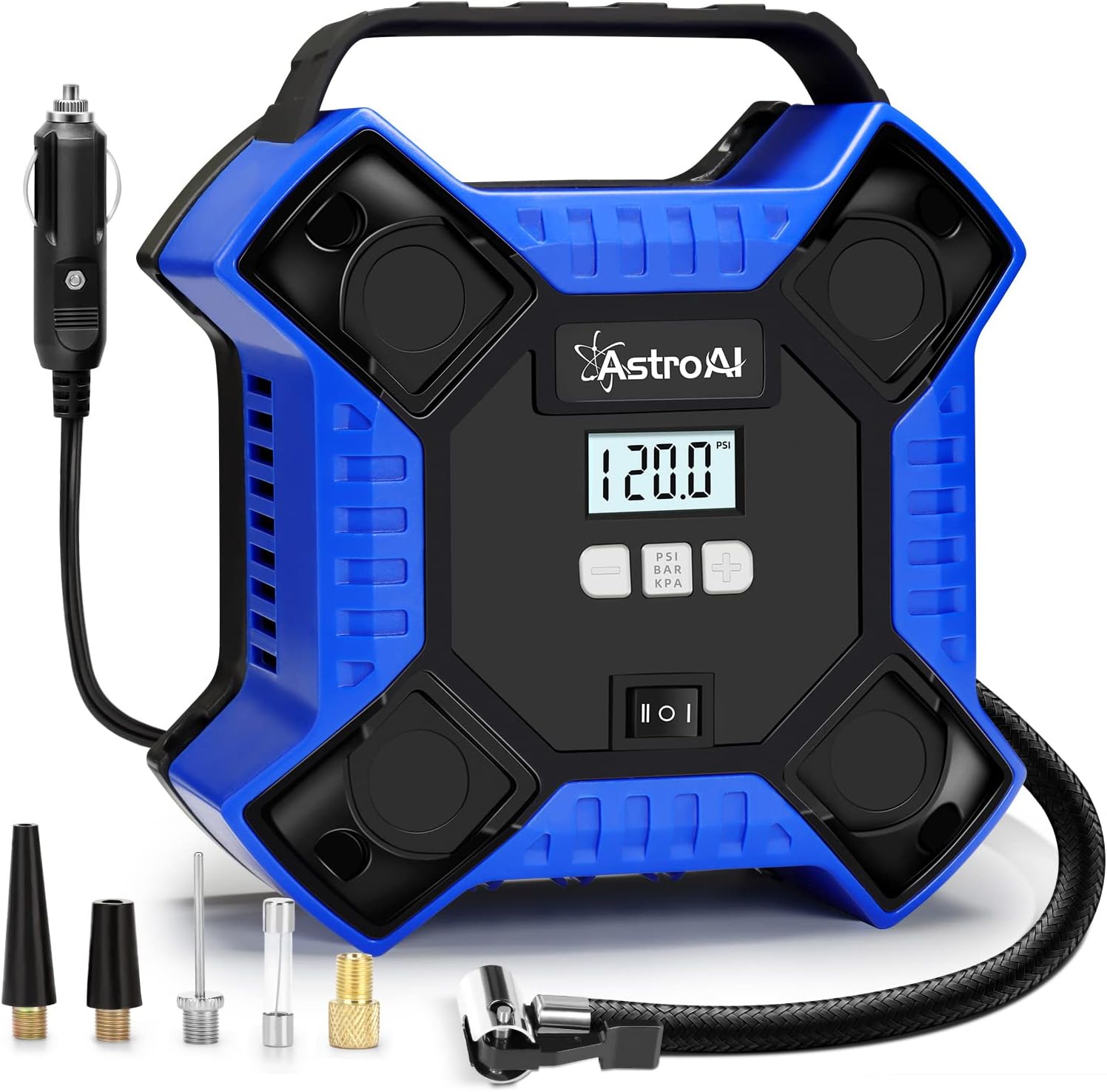 AstroAI  Air   Compressor   Tire   Inflator   Portable   Air  Pump for  Car  Tires, 12V DC Digital  Tire  Pump 160PSI with LED Light for Cars, Bicycles, Motorcycles, and Other Inflatables(Blue)