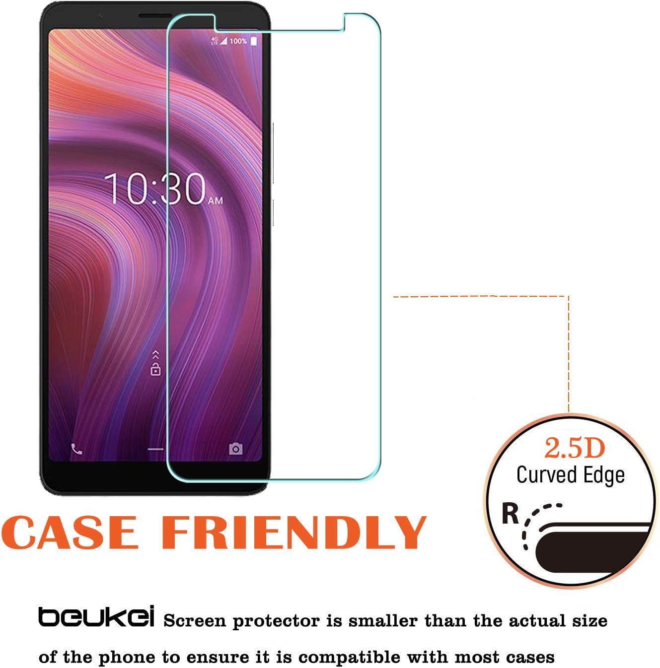 beukei (3-Pack) for Alcatel 3V (2019) Screen Protector Tempered Glass,(6.7 inches),Full Screen Coverage, Anti Scratch, Bubble Free