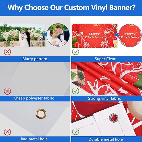 Miniatura 4 de Livole Pancartas y letreros de vinilo personalizados para pared con foto, impresión de pancarta de cumpleaños personalizada para bodas, fiestas de