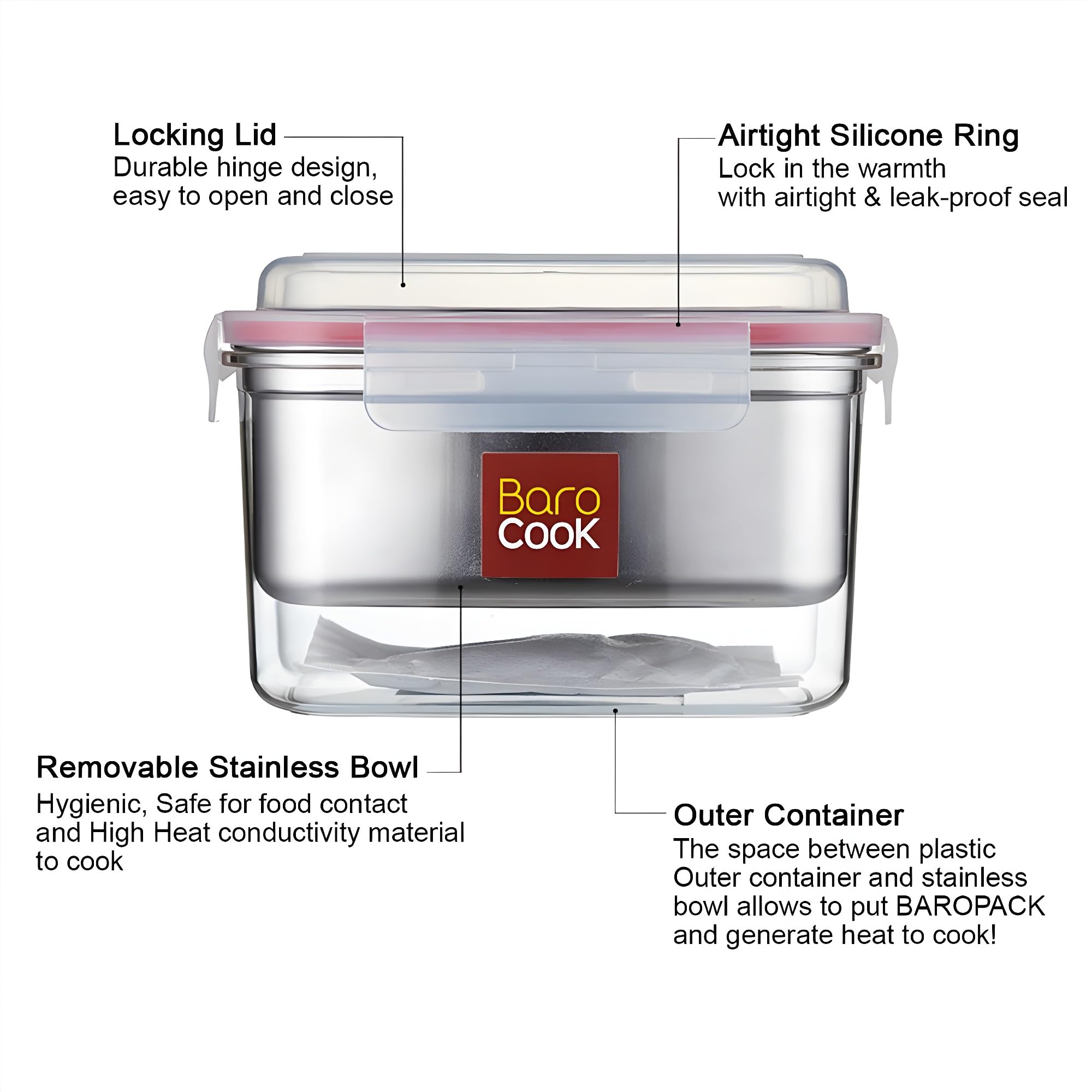 Amazon.co.jp: Barocook バロクック 発熱調理器 Mサイズ (850ml) 火を