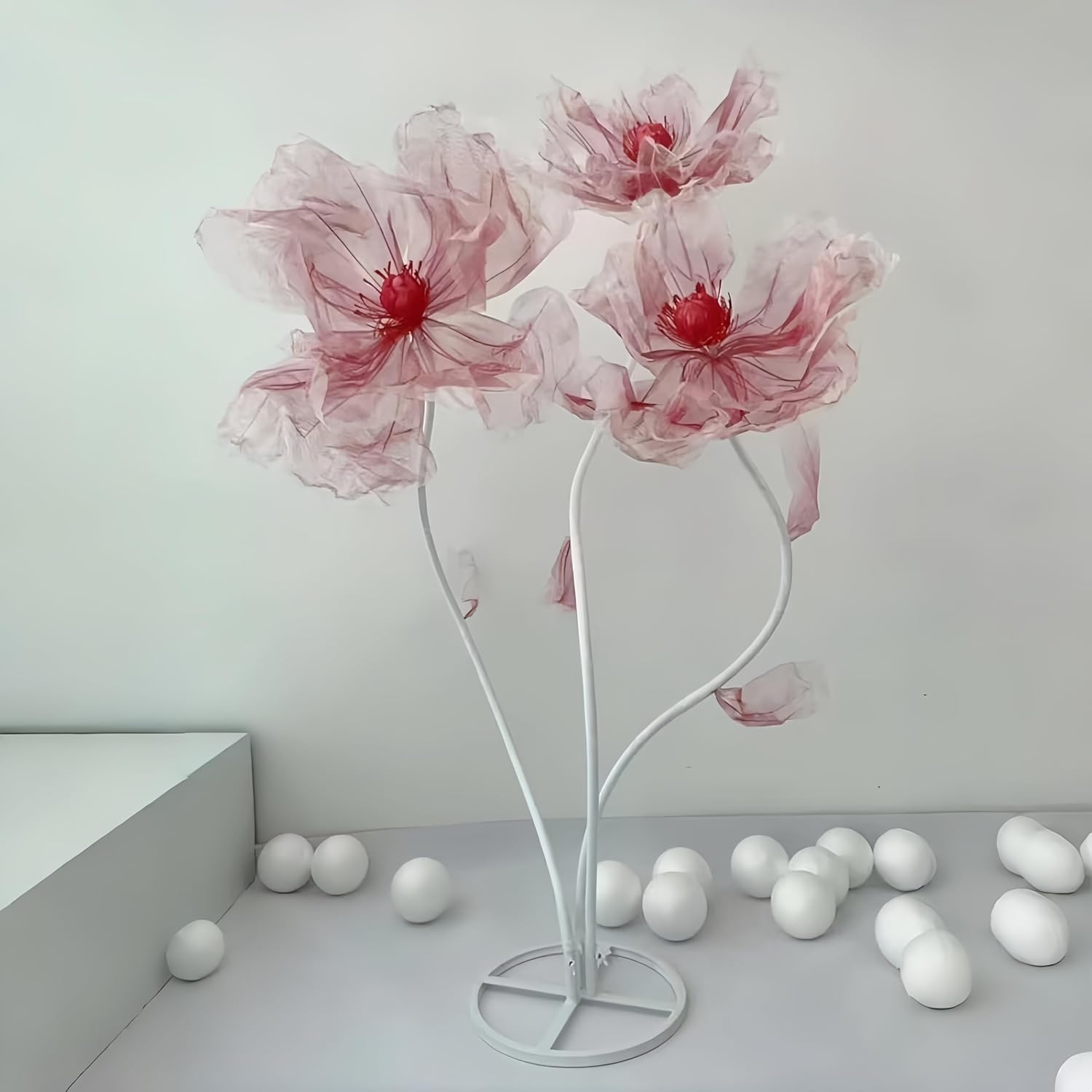 Wedding Decorations For Reception, 5.58 ft Giant Artificial Silk Flower Decoration for Wedding Arrangements, Party Banquet Background Decor, Photography Props, Shop Window Display, Red A Red