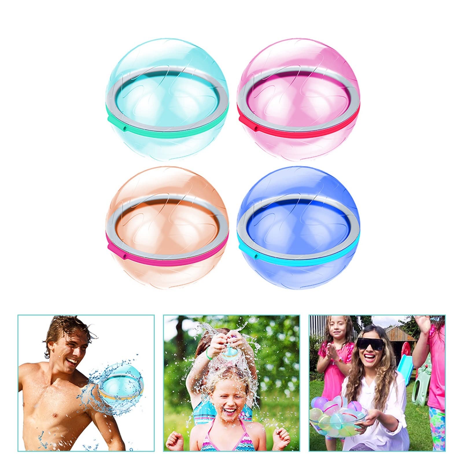 Summer Quick riempimento grandi palloncini colorat 4 pezzi di bombe for acqua splash palloni riutilizzabili palloncini acqua assorbenti sfera di combattimento d'acqua for esterni giochi in piscina gio