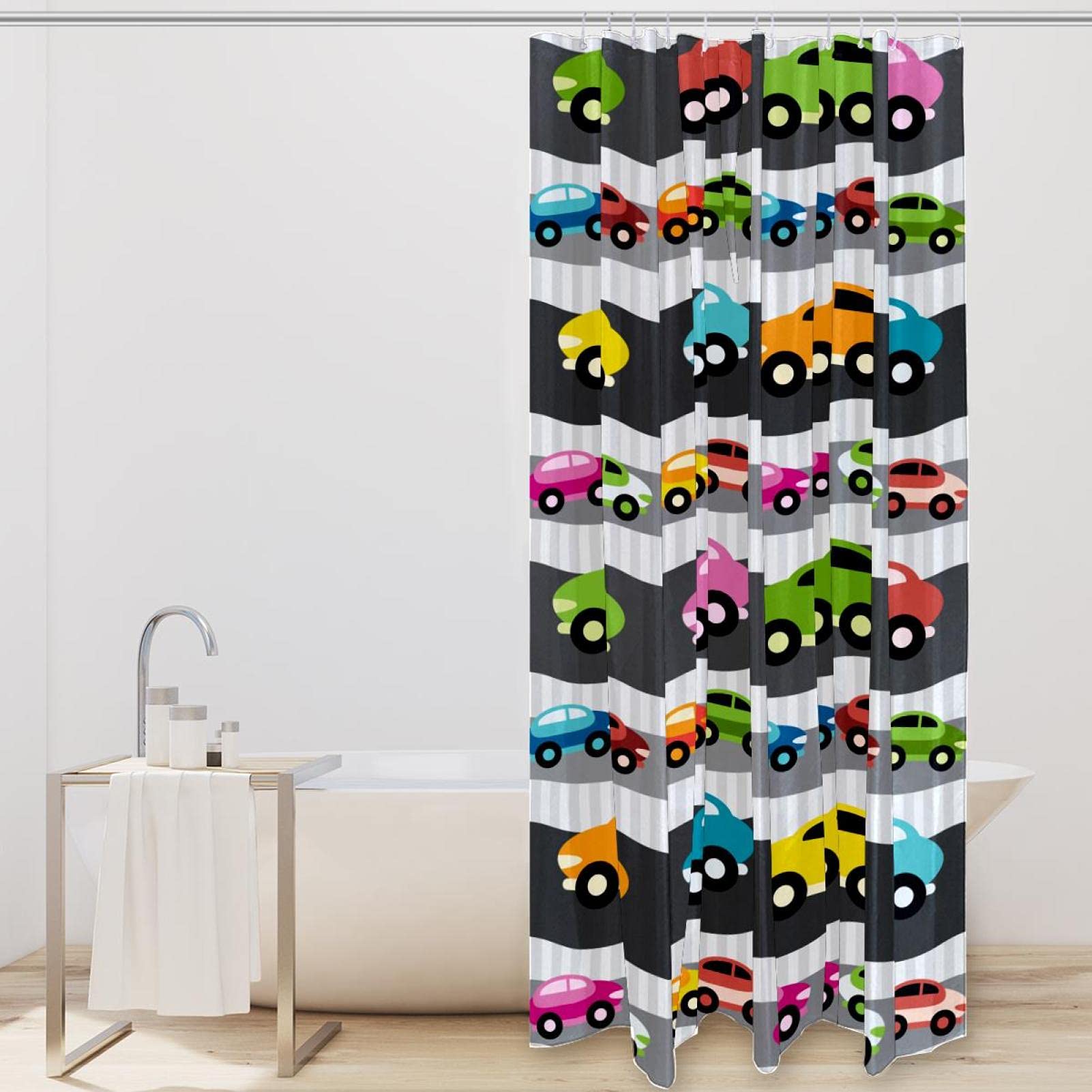 Set Di Tenda Da Doccia Per Bambini Con Animali Dei Cartoni Animati - 183x183 Cm - Inclusi Tappeto E 12 Ganci - Educativo E Impermeabile - 2
