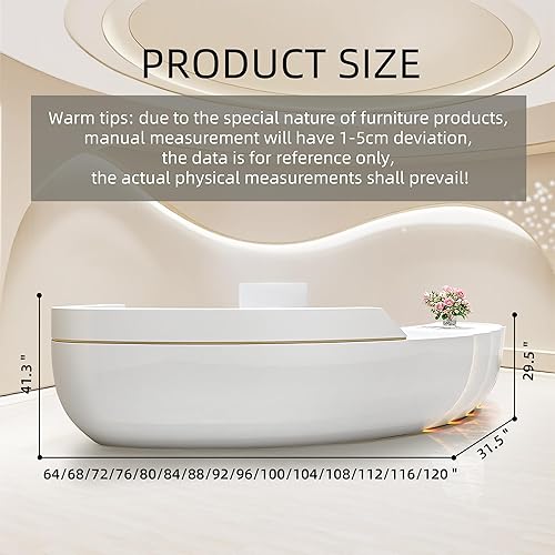 Miniatura 2 de Escritorio de recepcionista, escritorio de recepción con diseño de arco circunferencial con mostrador, se envía en una pieza, no requiere montaje,