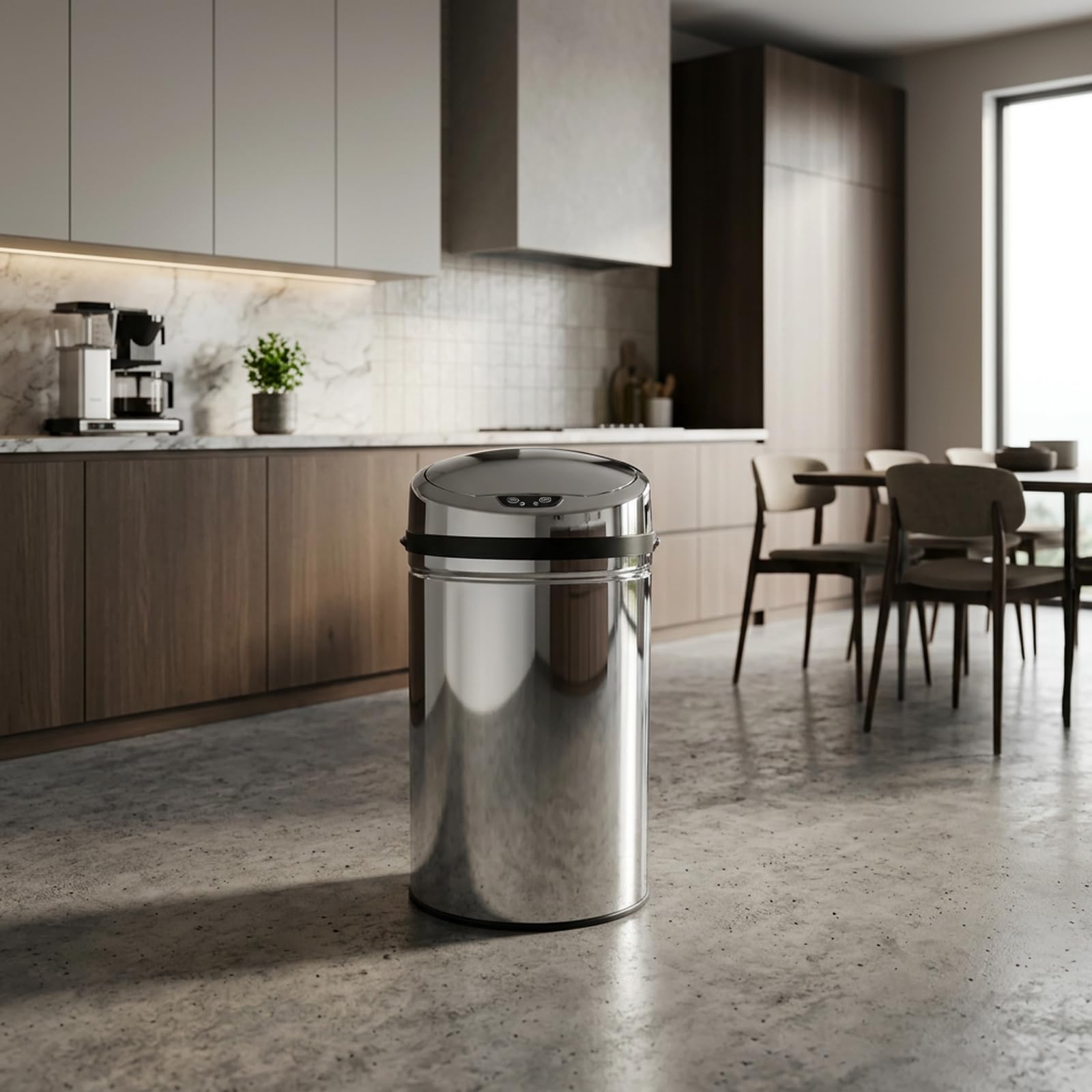 Echtwerk Abfalleimer, Mülleimer mit Sensor, elektrischer Müllbehälter, Infrarot Bewegungssensor, Korpus aus Edelstahl, Fassungsvermögen 30 Liter, INOX