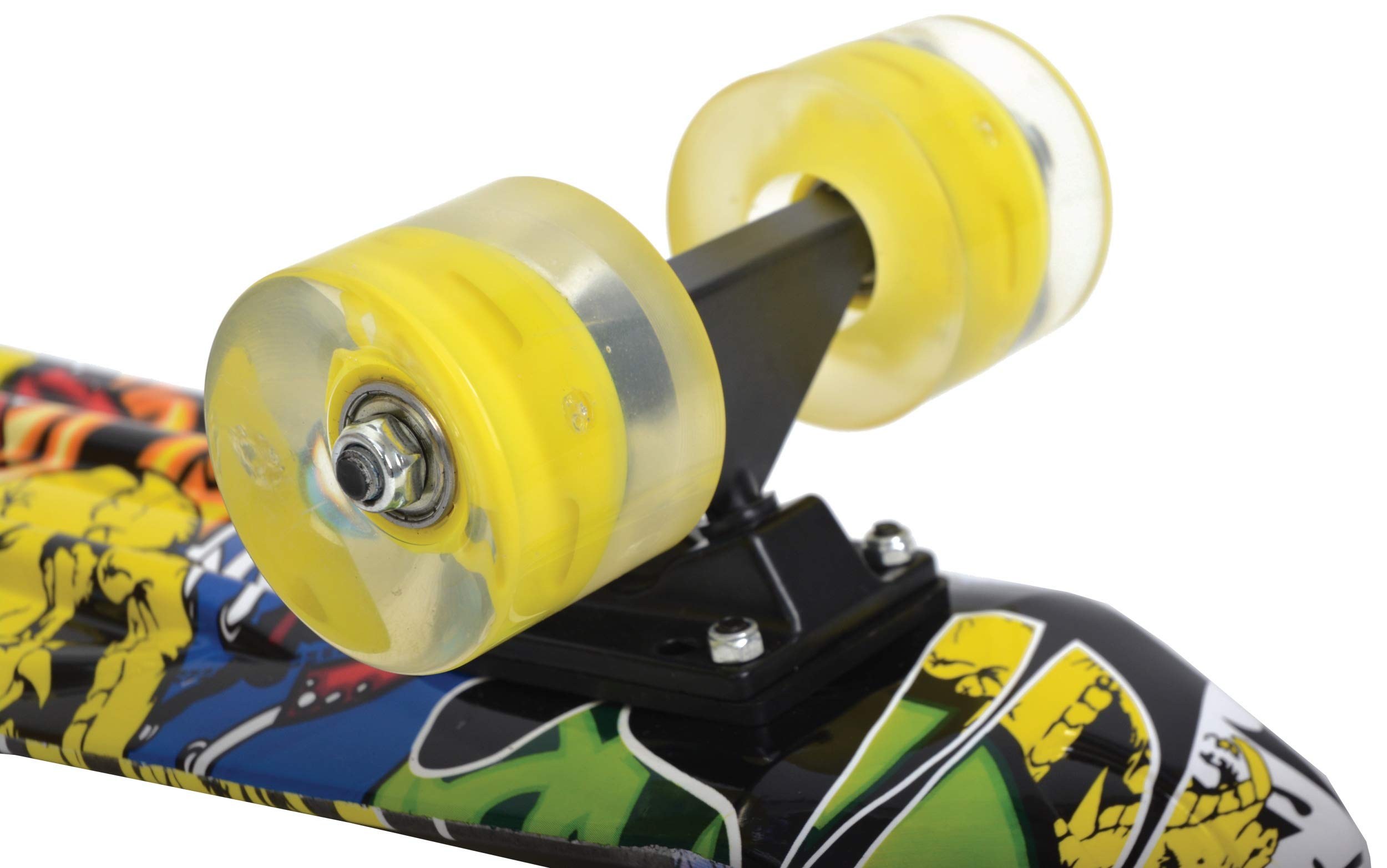 Schildkröt® Retro Skateboard Free Spirit, Premium Beach Board mit verschiedenen Deckdesigns, leuchtende LED Rollen, ABEC7 Kugellager