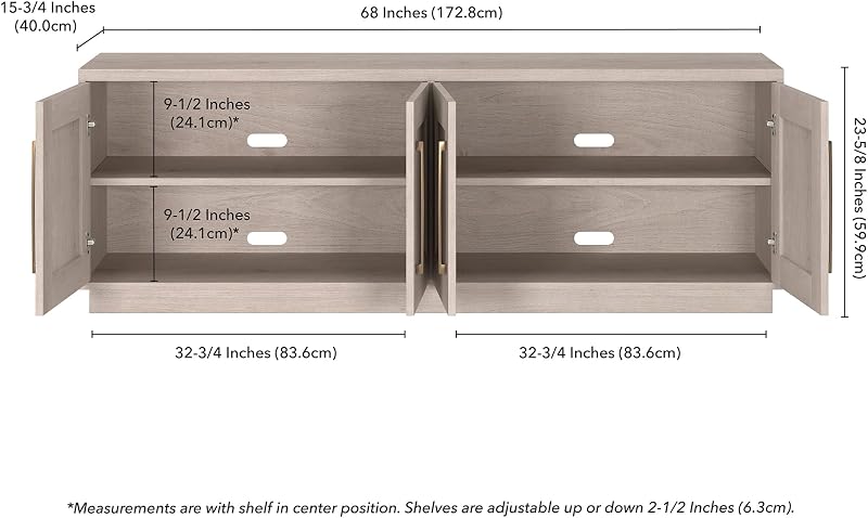 Henn&Hart 68" TV Stand for TVs up to 75", Beech White image 3