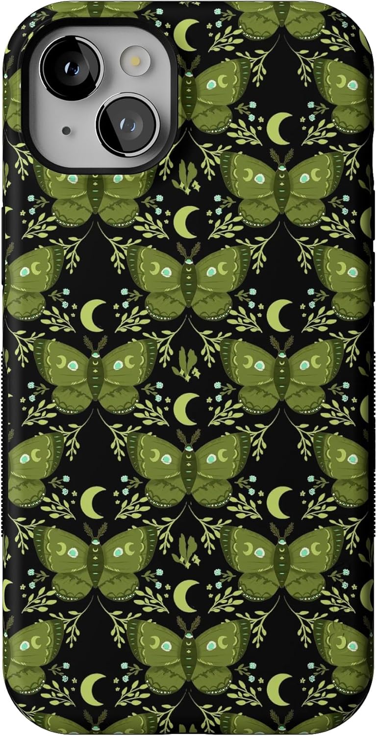 Casely iPhone 13 Mini Case | Mystic Moths | Green Twilight | Bold Protective Design | MagSafe Compatible Design