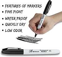 Vista 3 de Permanent Markers, 128 Count Black Permanent Markers, Fine Point, Waterproof & Smear Proof Markers, Quick Drying, Office Supplies for School