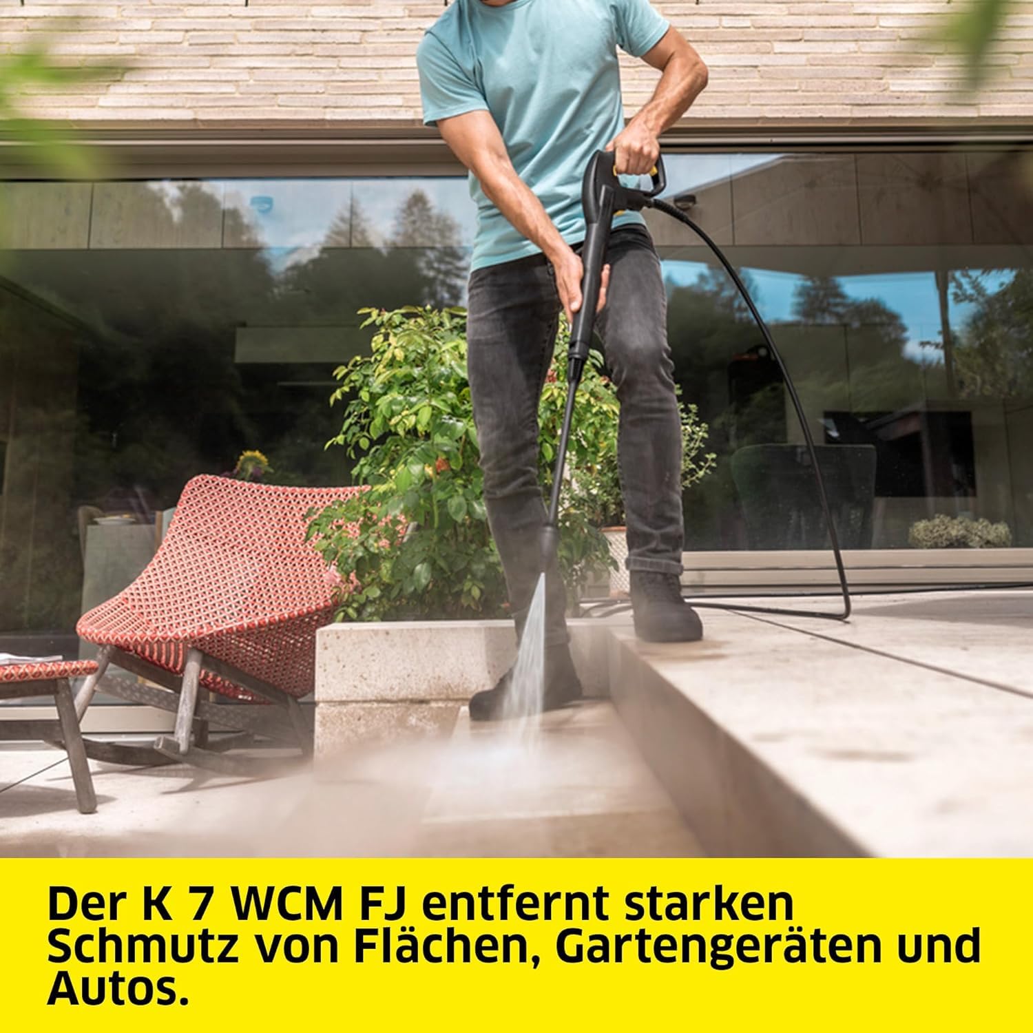 Kärcher Hochdruckreiniger K 7 WCM FJ, Druck: Max. 180 bar, Fördermenge: Maximum 600 l/h, Flächenleistung: 60 m²/h, inkl. Schaumdüse für höchste Schmutzlösekraft, gelb