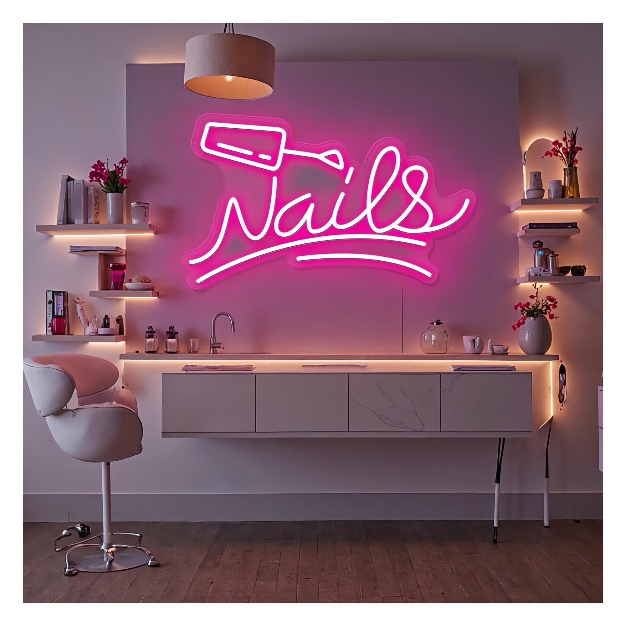 Zynther Neon lamp Nails Neon Sign Beauty Salon Decoration LED Light for Nail Shop Room wall