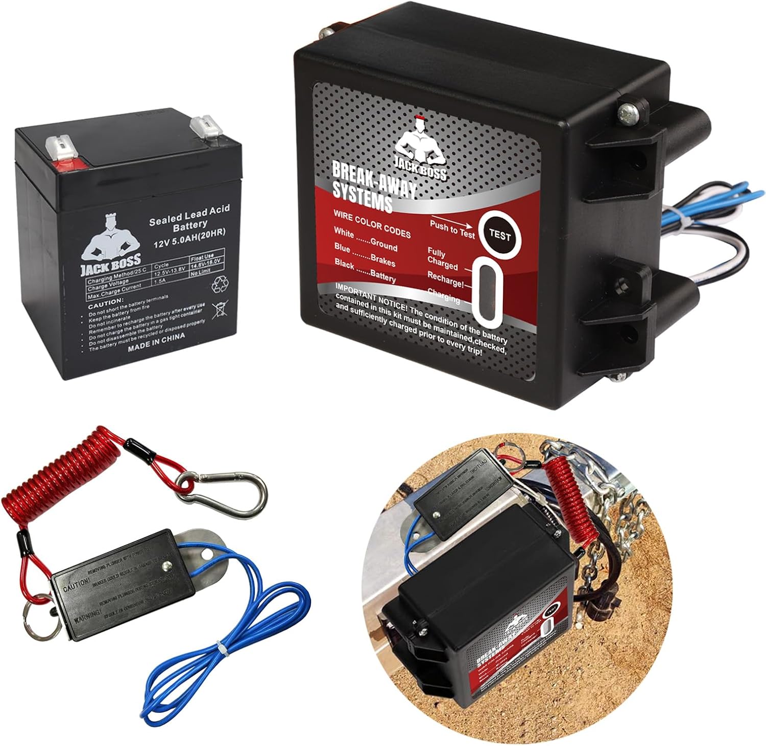 Upgraded Trailer Breakaway Kit with LED Test Controller