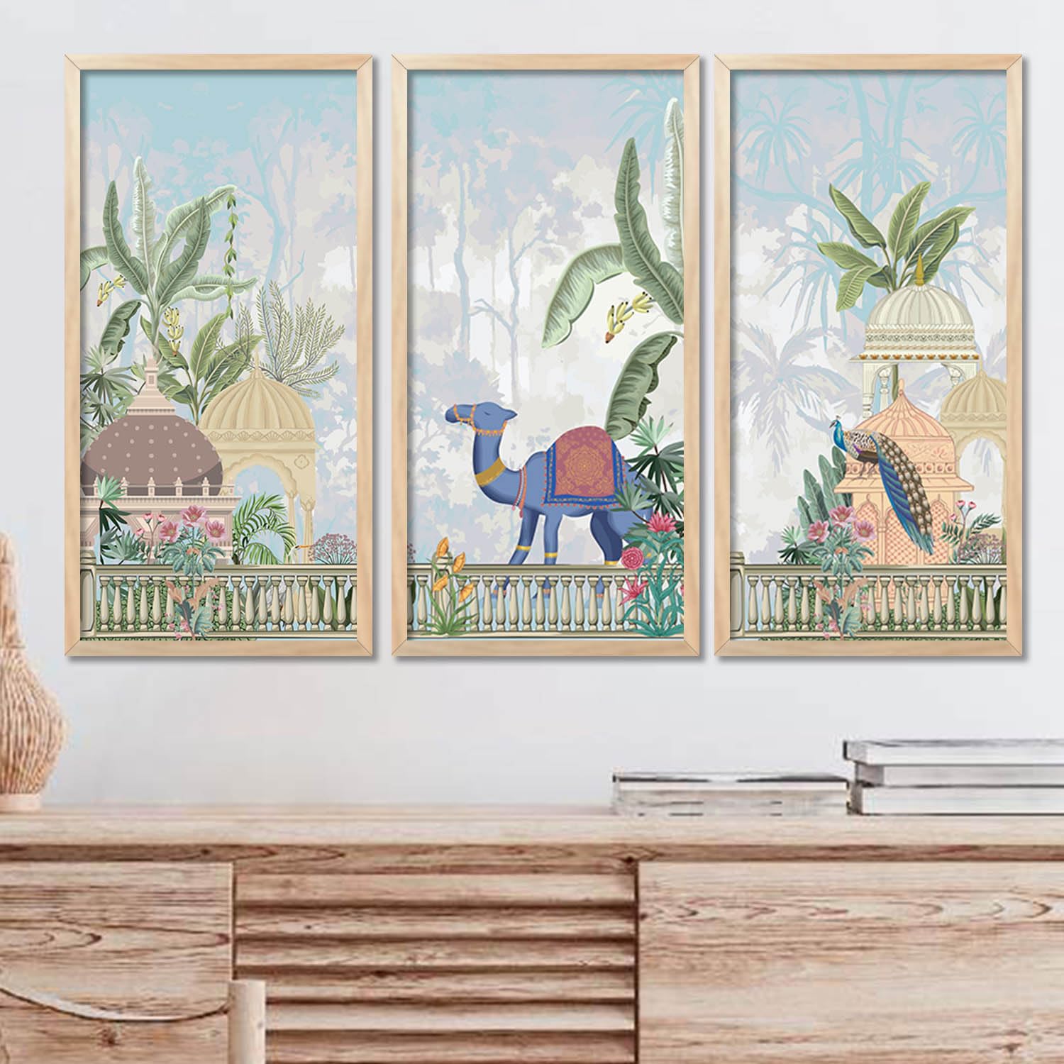 walllane Painting for wall Hanging |Traditional Indian Art Pichwai Wall Décor Paintings | Traditional Indian Art Pichwai Wall Décor Paintings Set of 3 (10x19 inch, I)