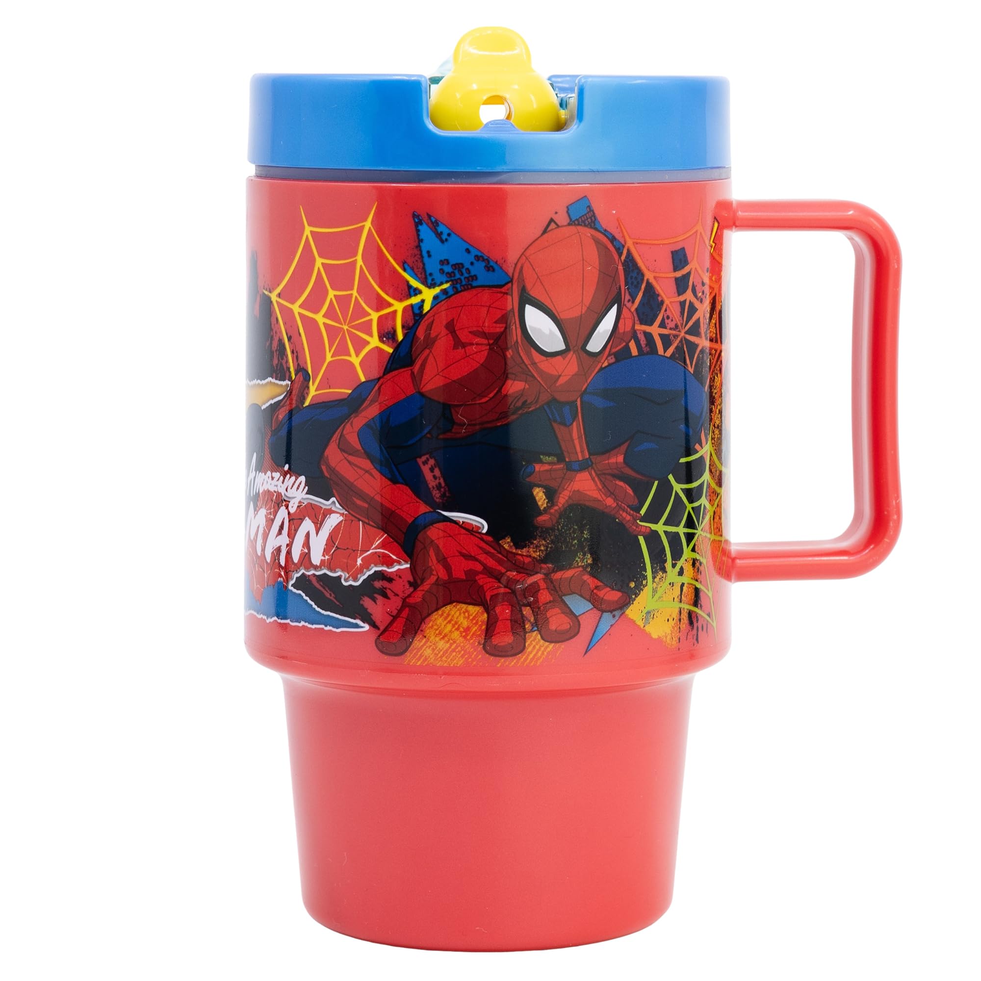 STOR Spiderman Kids Plastic Cup with Lid 530ml