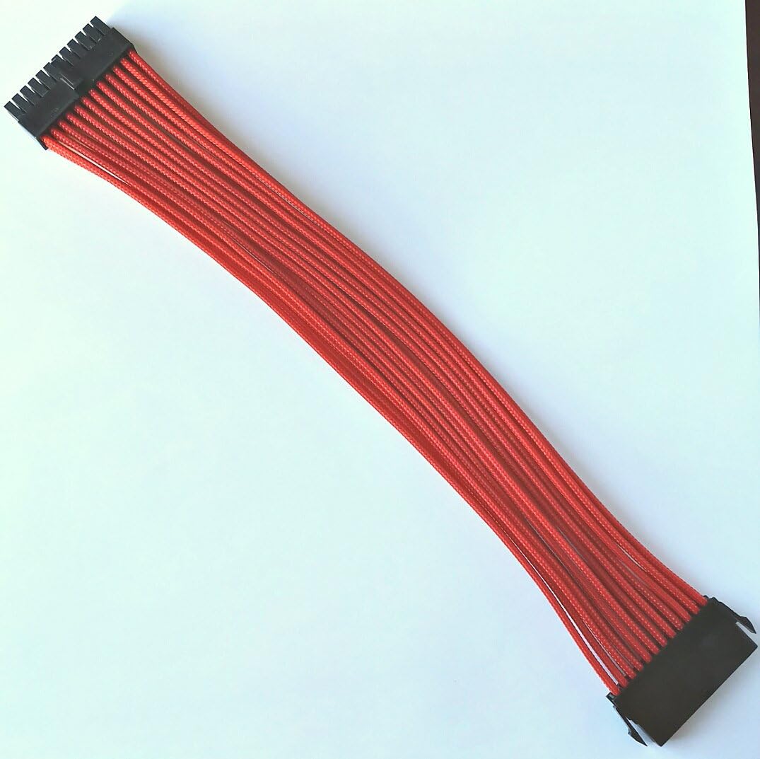 24 Pin Sleeved PSU Extension Cable (Red)