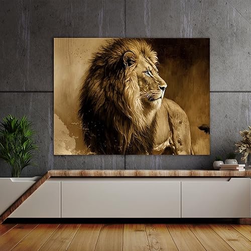 Miniatura 2 de Sense Canvas Lion Retro Sepia Nostalgia 81 - Lienzo decorativo para decoración del hogar, póster grande de 40 x 30 pulgadas  0.75 pulgadas