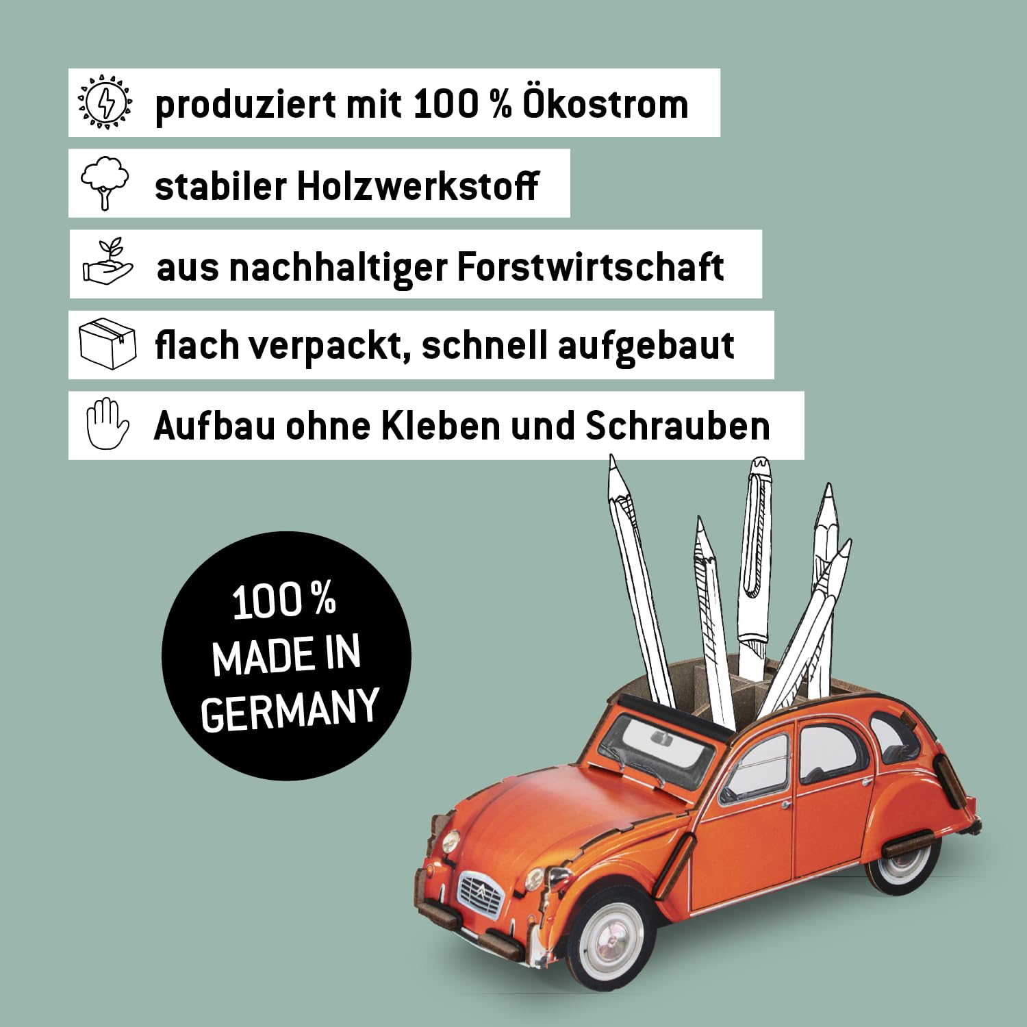 Stiftebox 2CV Ente orange : Amazon.nl: Stationery & Office Supplies