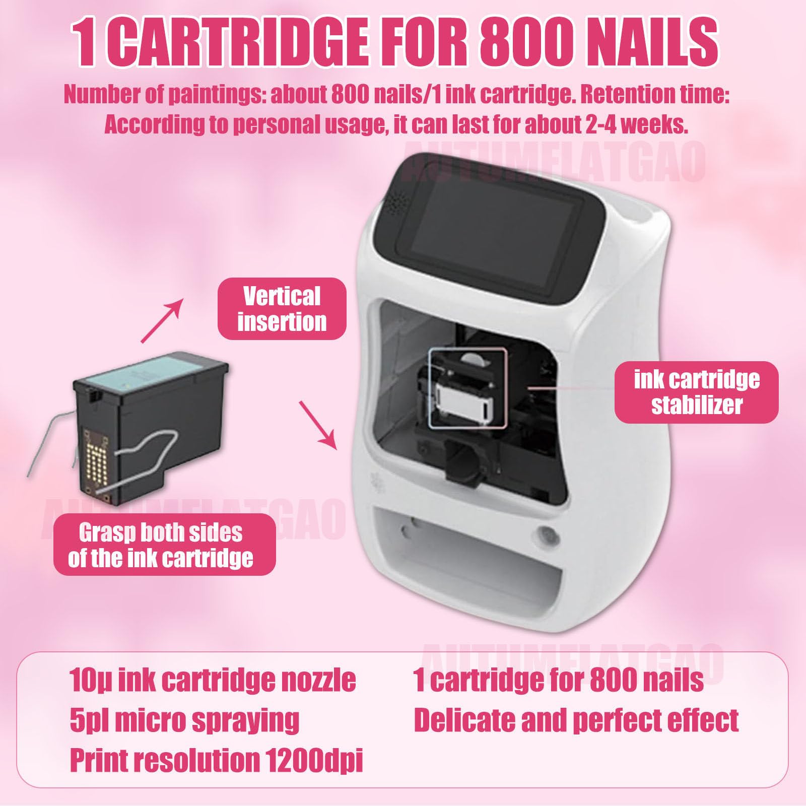3D-Nagelkunstdrucker, Digitaler Nageldrucker Mit über 1000 Nagelbildern, Nagelkunstmaschine Mit Touchscreen, 10 Sekunden Fertig, Unterstützt WLAN/DIY