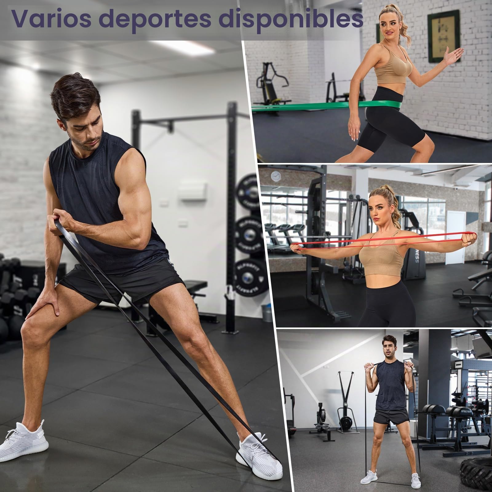 PYHIGH Juego de Bandas de Asistencia para dominadas, 4 Niveles de Resistencia, Bandas largas para dominadas, Entrenamiento de Fuerza, construcción Muscular, Estiramiento, Terapia