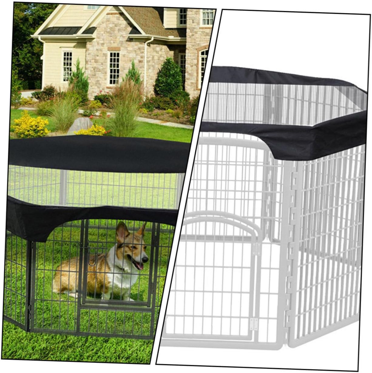 Sunproof Dog Playpen Cover Outdoor Pet Kennel Roof Protector Lightweight Privacy Security for Dogs and Kittens Easy to Install and Carry
