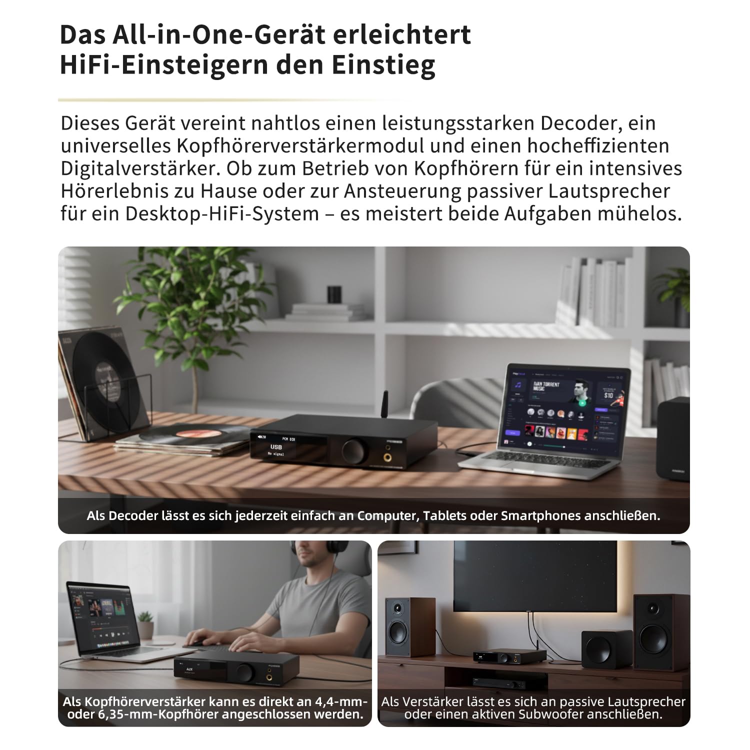 SMSL AO300 PRO DAC-Verstärker | CS43131 USB/Coax/Opt/RCA Eingang MQA-DAC | 165W MA5332MS 2.1-Kanal Stereo-Verstärker | 4.4mm/6.35mm Hi-Fi Kopfhörerverstärker | Klasse-D Digitaler Amp