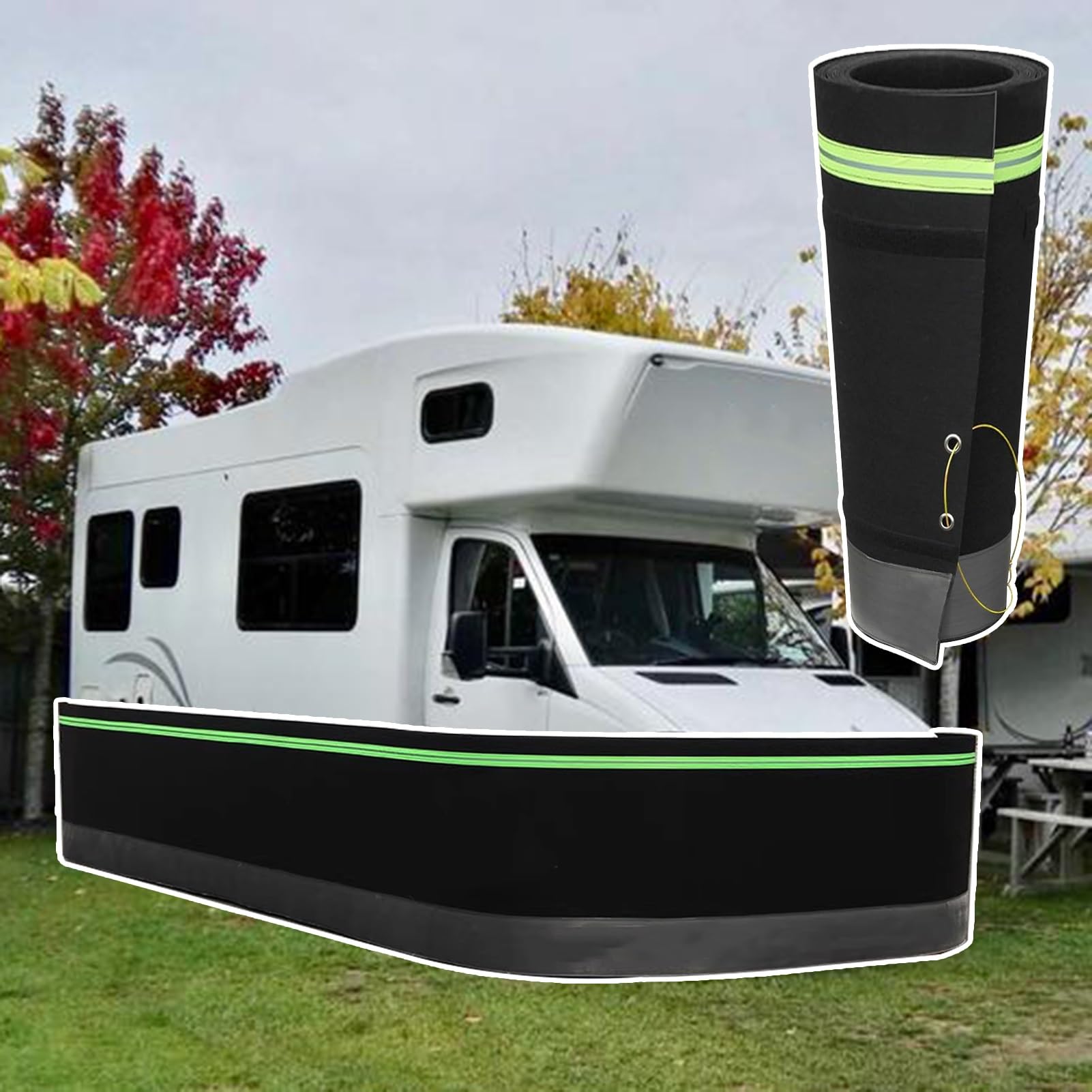 Falda de Caravana Faldón de Poliéster Impermeable para Autocaravanas, Faldón para Cubiertas de Ruedas de Coche, Faldón Enrollable para Remolque de Almacenamiento(L 12m/39.4ft)