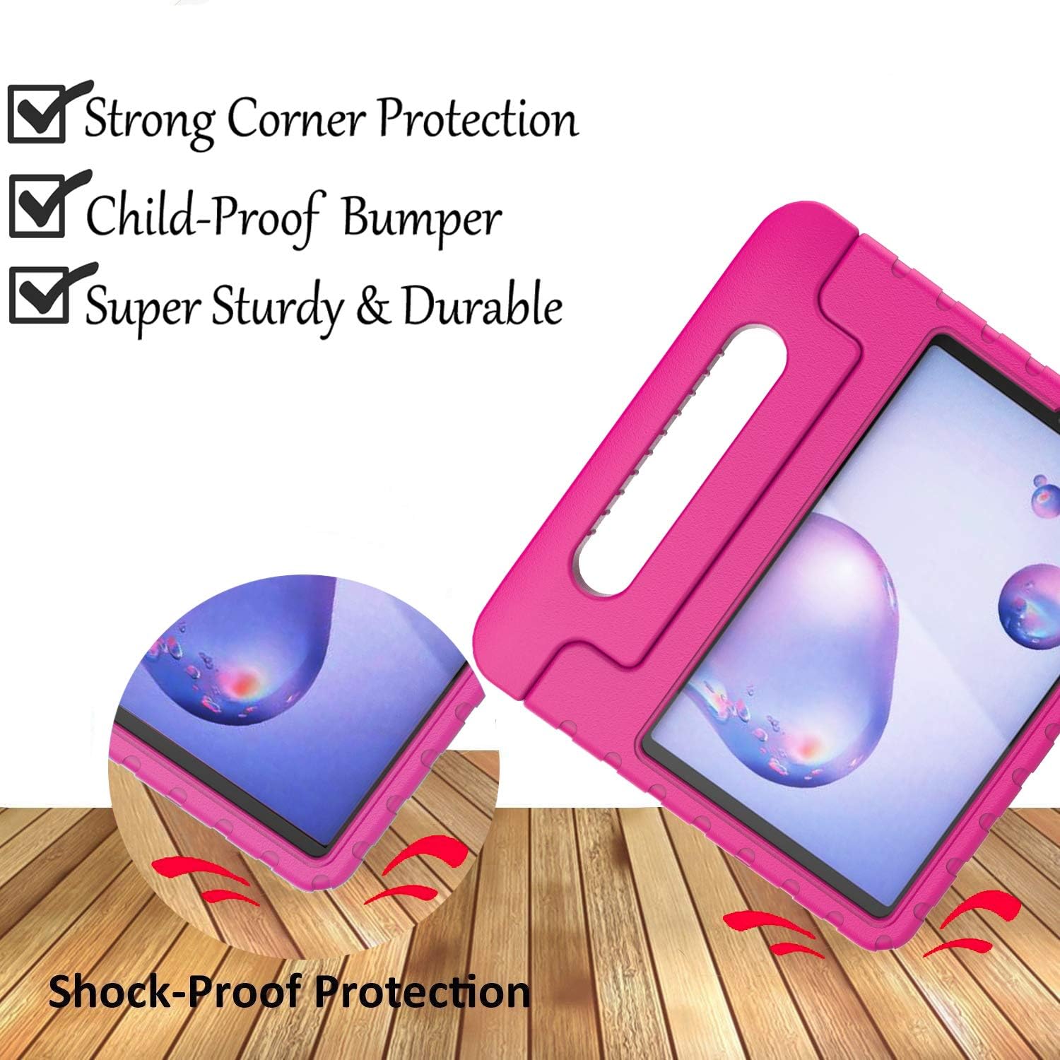 LTROP Samsung Galaxy Tab A 8.4 Case 2020, Shockproof Light Weight Handle Stand Child Proof Case for Galaxy Tab A 8.4-inch 2020 Release Samsung Tab A 8.4 2020 Case for Kids Model SM-T307 - Hot Pink