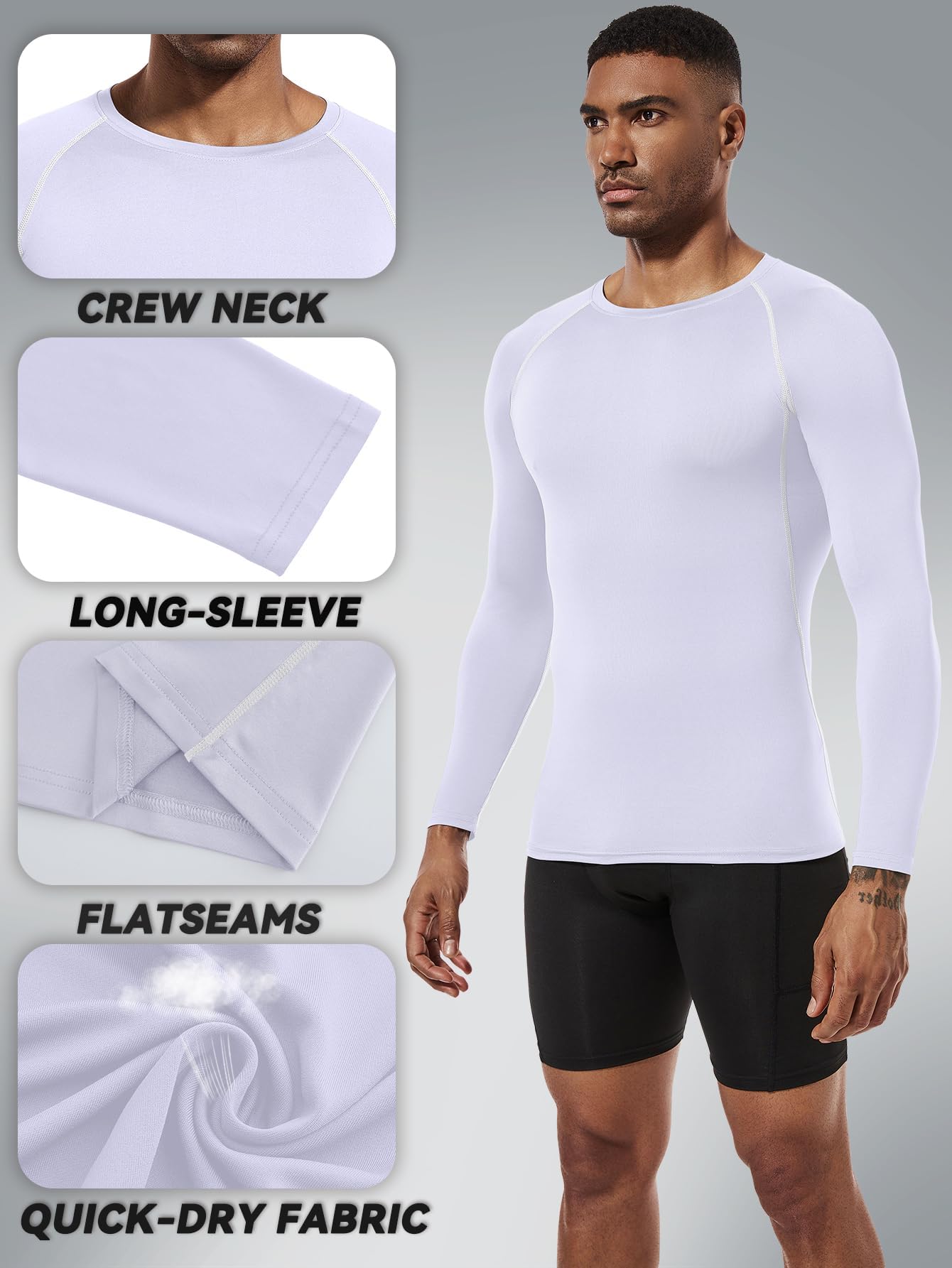 Camisetas de compresión de manga larga para hombre (2 unidades)