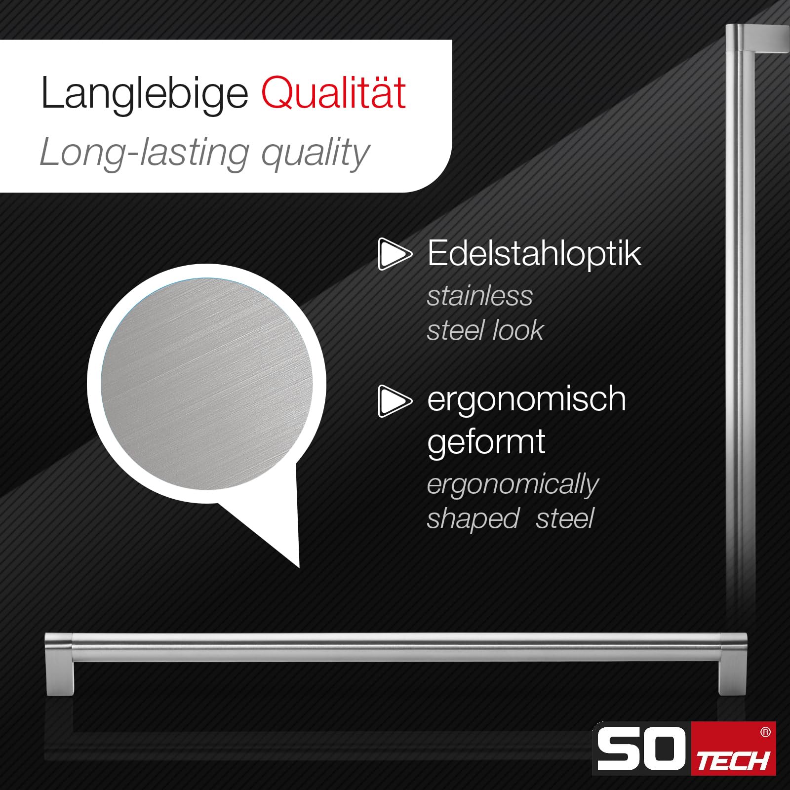 SOTECH 10 x Möbelgriffe SW161 BA 450 mm Edelstahloptik