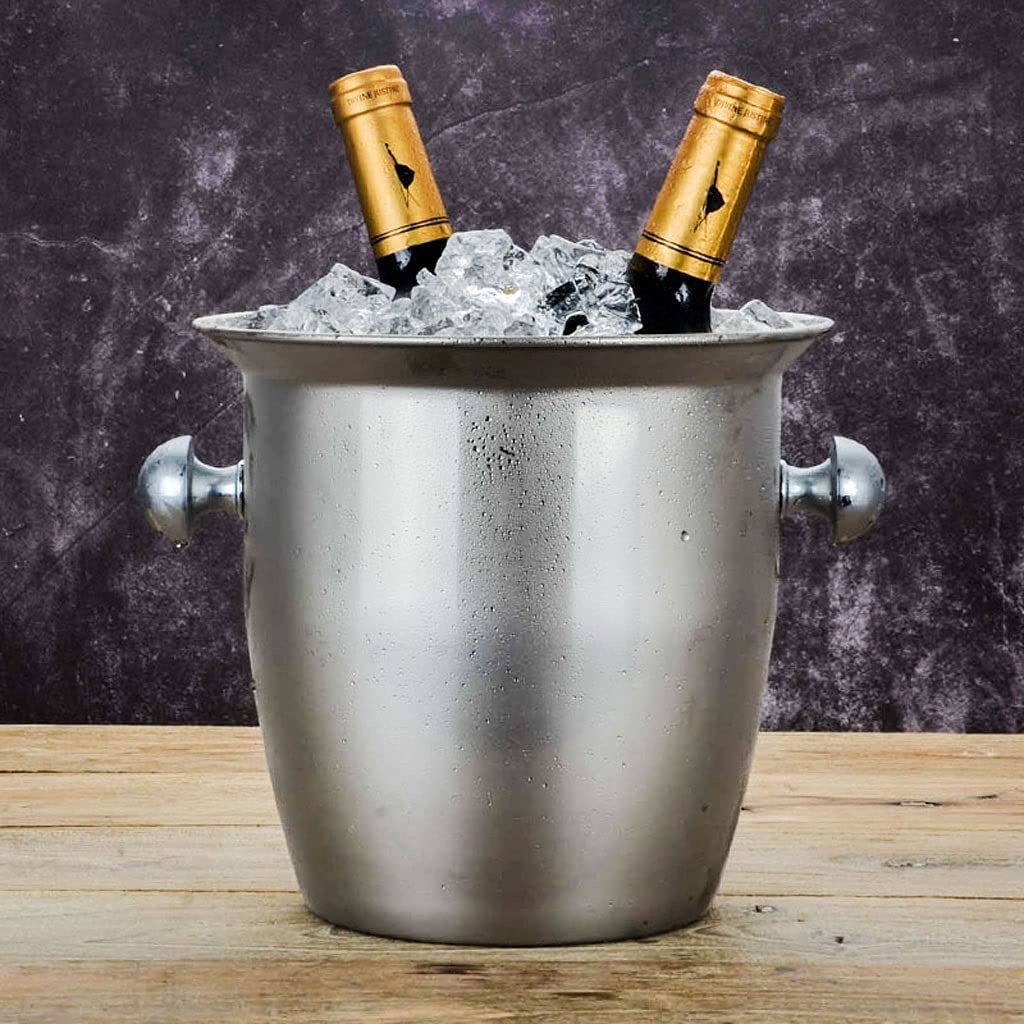 Cubiteras Cubo de Hielo de Acero Inoxidable de Doble Capa con Mango de cóctel Cubierta de Cerveza Restaurante Champagne Bucket Party Bucket Cubo de Hielo térmico (Size : Small)