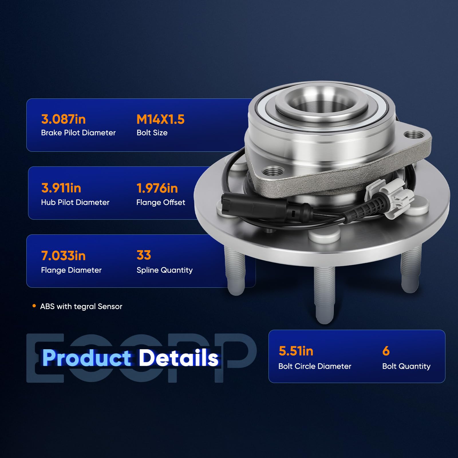 Amazon.com: ECCPP 515096 Front Wheel Hub Bearing Assembly for