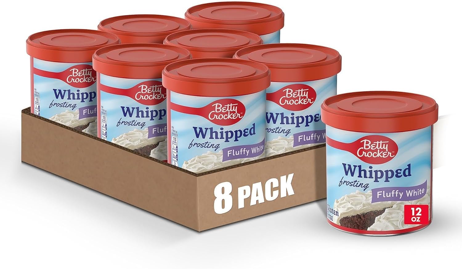 Betty Crocker Whipped Fluffy White Frosting, Gluten Free, 12 oz (Pack of 8)