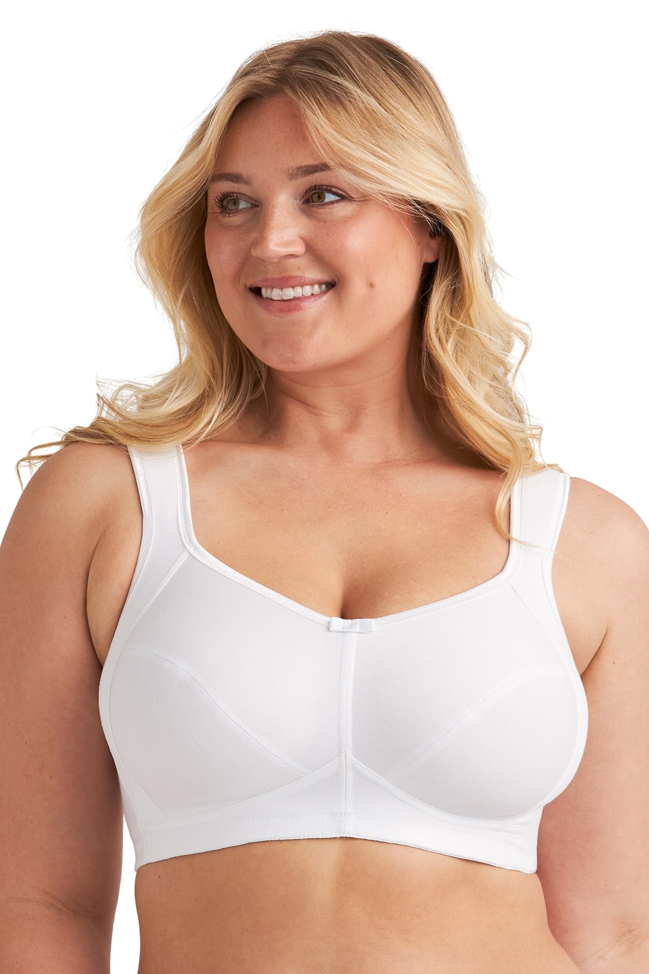 Miss Mary of Sweden Cotton Divide - Soutien-​Gorge sans Armature en Coton, Confort & Maintien, Bonnets Séparés, Bretelles Rembourrées 115D Blanc