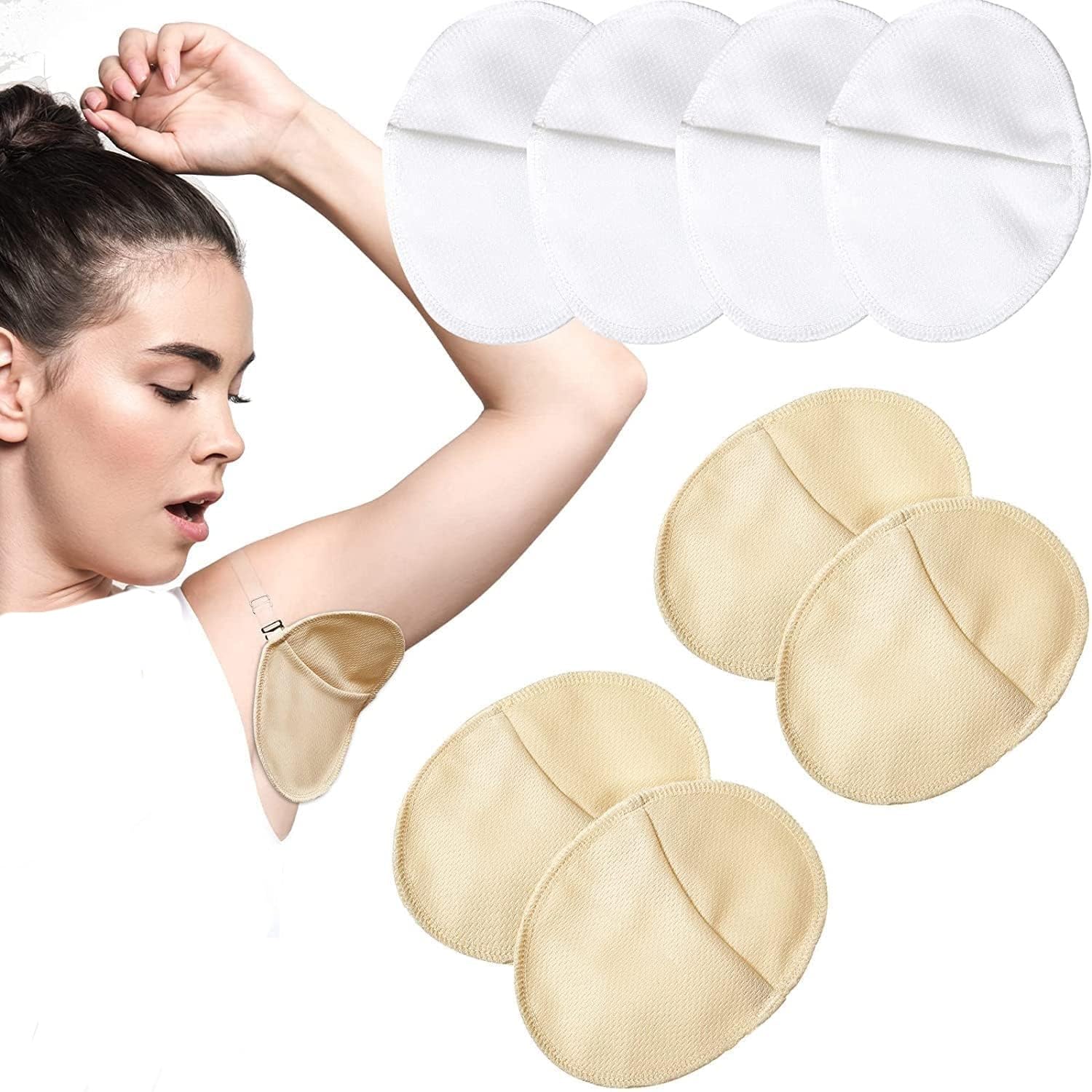 Underarm Sweat Pads Reusable Sweat Absorbing Guards Washable Armpit Sweat Pads with Shoulder Strap Under Arm Sweat Protectors Women Breathable Absorbent Sweat Pads Guards for Women and Men(4 Pairs)