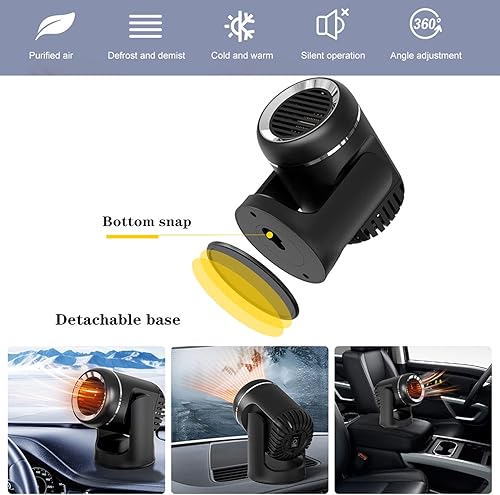 Miniatura 3 de Gizovava Calentador portátil para automóvil, 12 V que se conecta al encendedor de cigarrillos, 2 en 1, modos de calentamiento rápido y