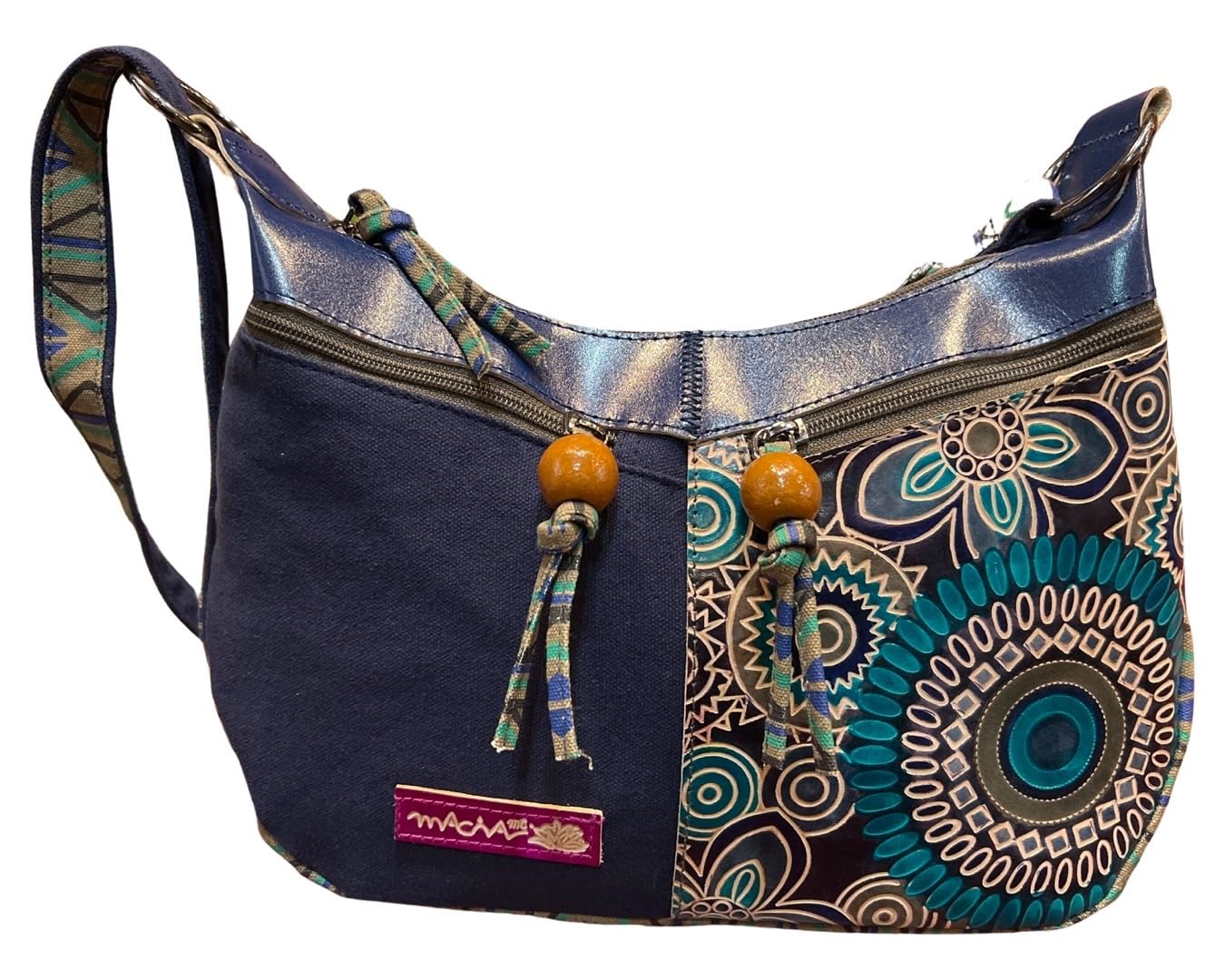 Macha Sac à bandoulière en coton et cuir Pour Femme Indien Ethnique Sac à bandouliere boho hippie Indien coloré