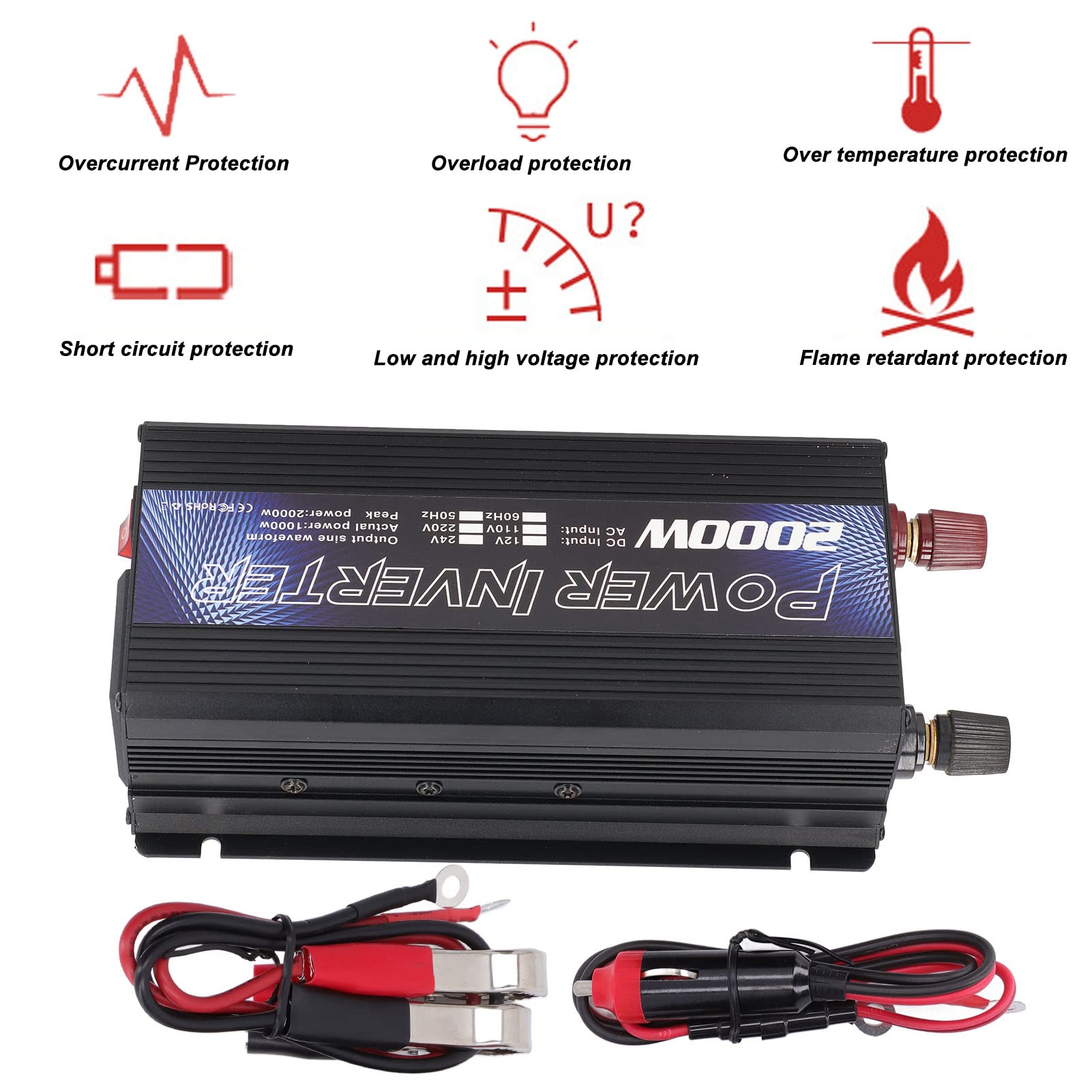 Amazon.co.jp: 2000W車載用インバーターDC12V→AC110V修正正弦波
