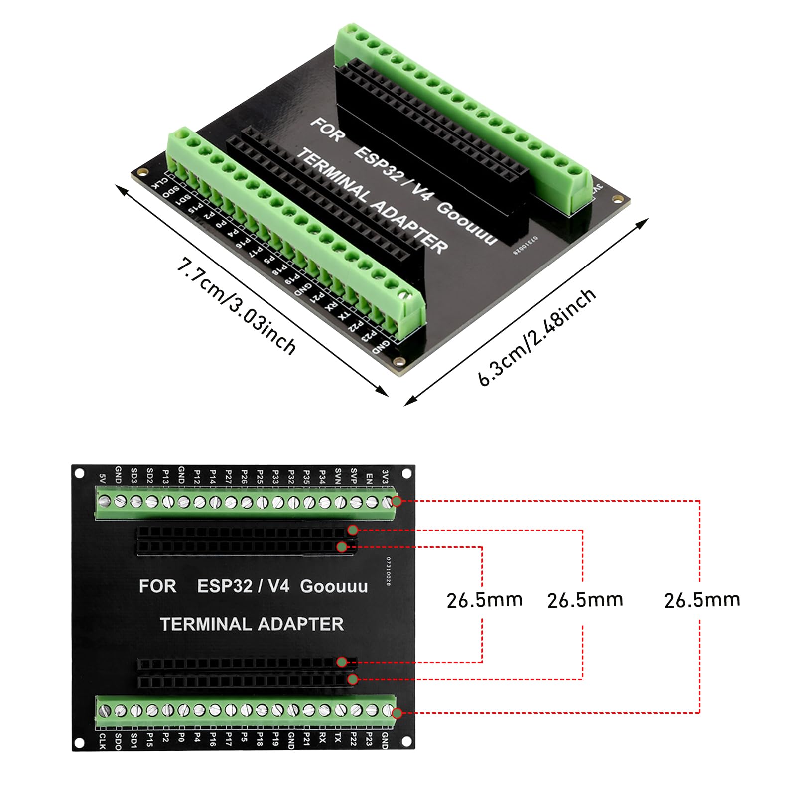 Heemol 2 pezzi per ESP32 scheda breakout GPIO 38PIN per scheda di espansione scheda di sviluppo ESP32 per breadboard