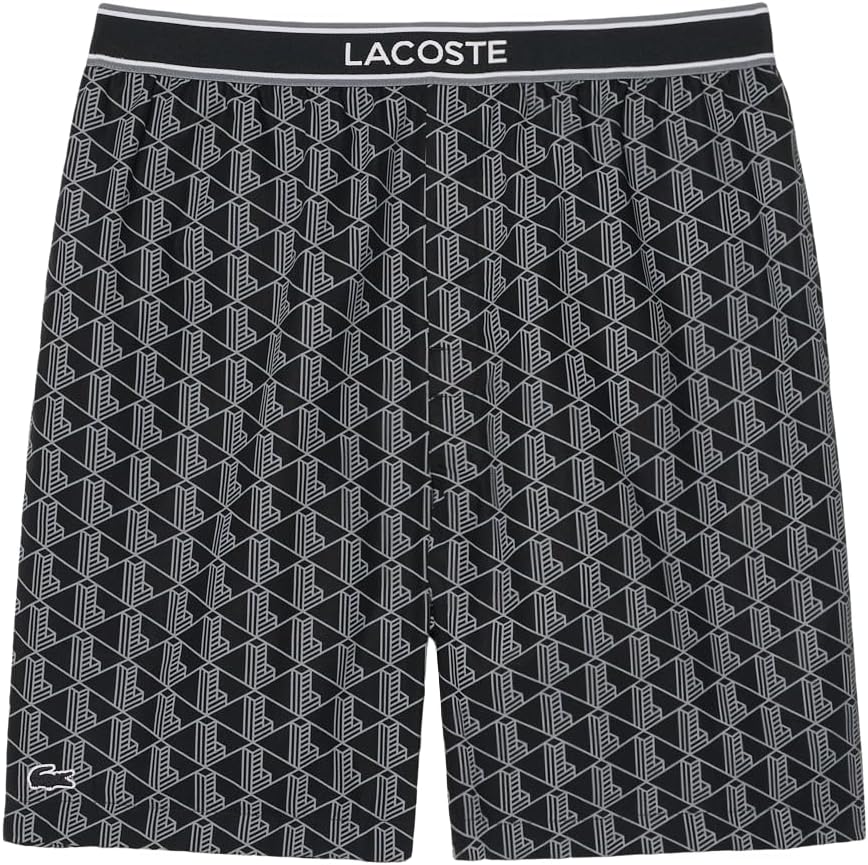Lacoste Men's Monogram Print Poplin Pajama Shorts