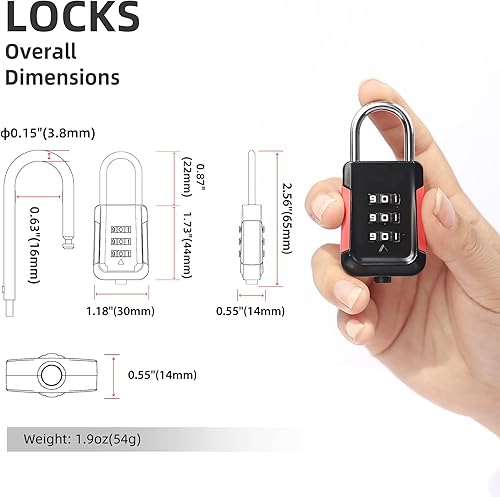 Miniatura 2 de Cerraduras de equipaje pequeñas, cerradura de combinación de 3 dígitos para casillero, combinación de candado pequeño para uso al aire libre,