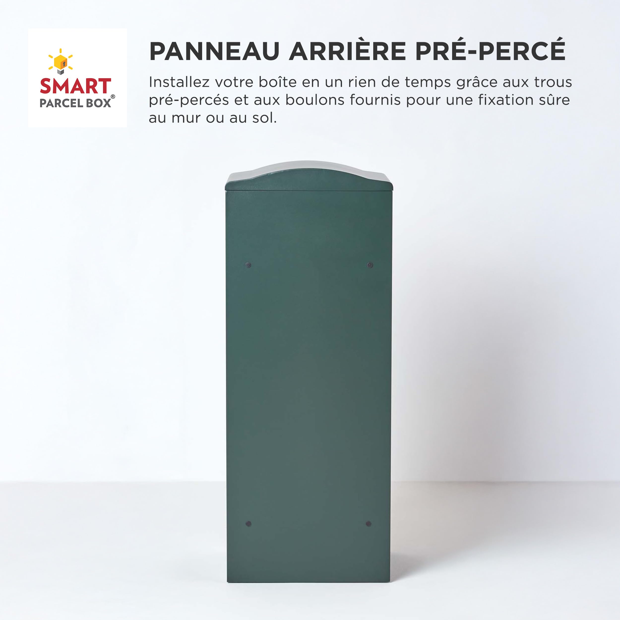 SMART PARCEL BOX Boite aux Lettres sur Pied, Boite à Colis extérieur, Acier galvanisé, Large, Serrure 3 clés, Vert foncé, 41.5 x 38.5 x 104 cm