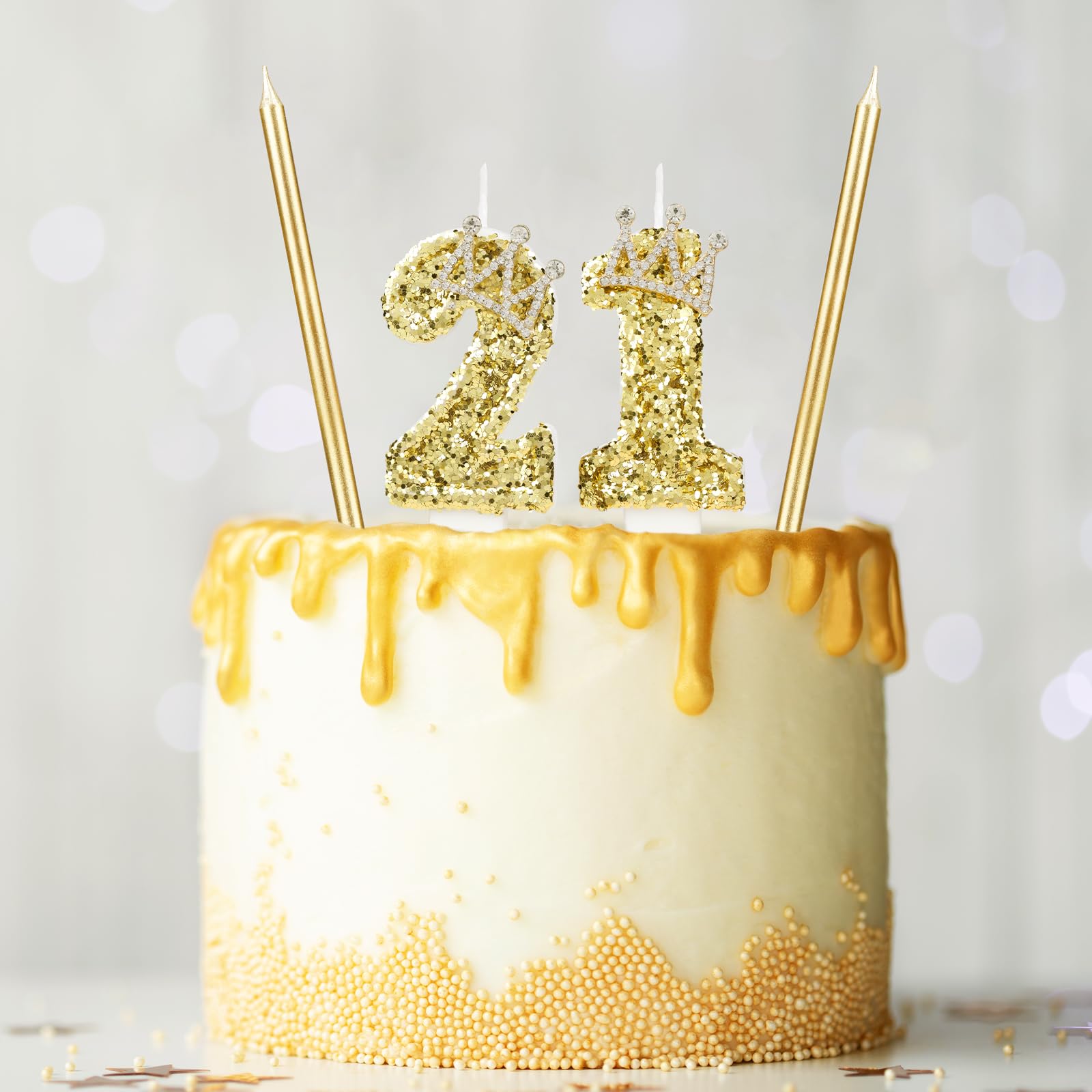 Goldene Zahl 8 Geburtstagskerzen Mit Krone | Für Kuchen, 8 Cm Hoch, Metallic-Look