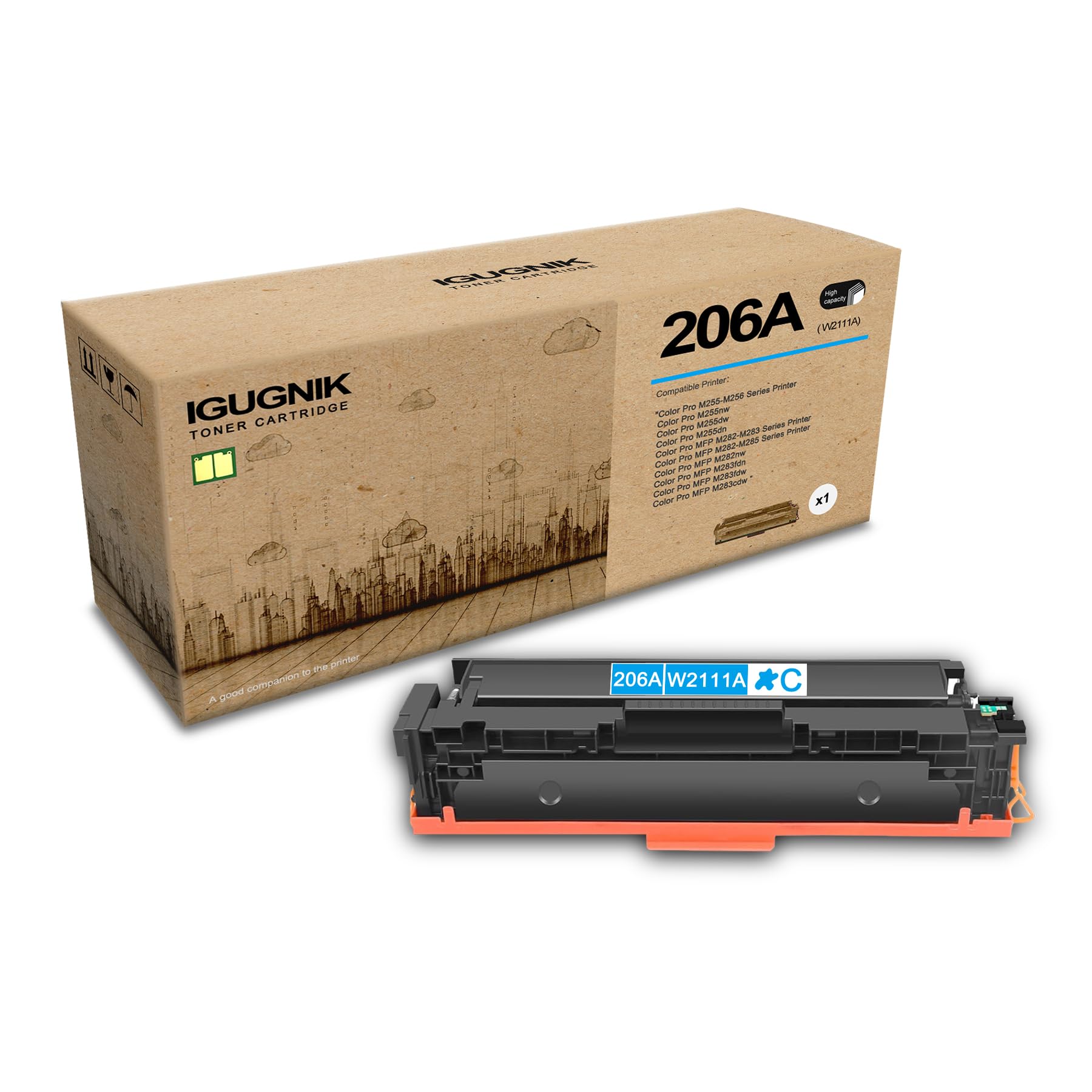 1-Pack 206A W2111A High Yield Cyan Toner Cartridge(with chip),Replacement for HP 206A W2111A for Color Pro M255-M256 M255nw M255dw M255dn MFP M282-