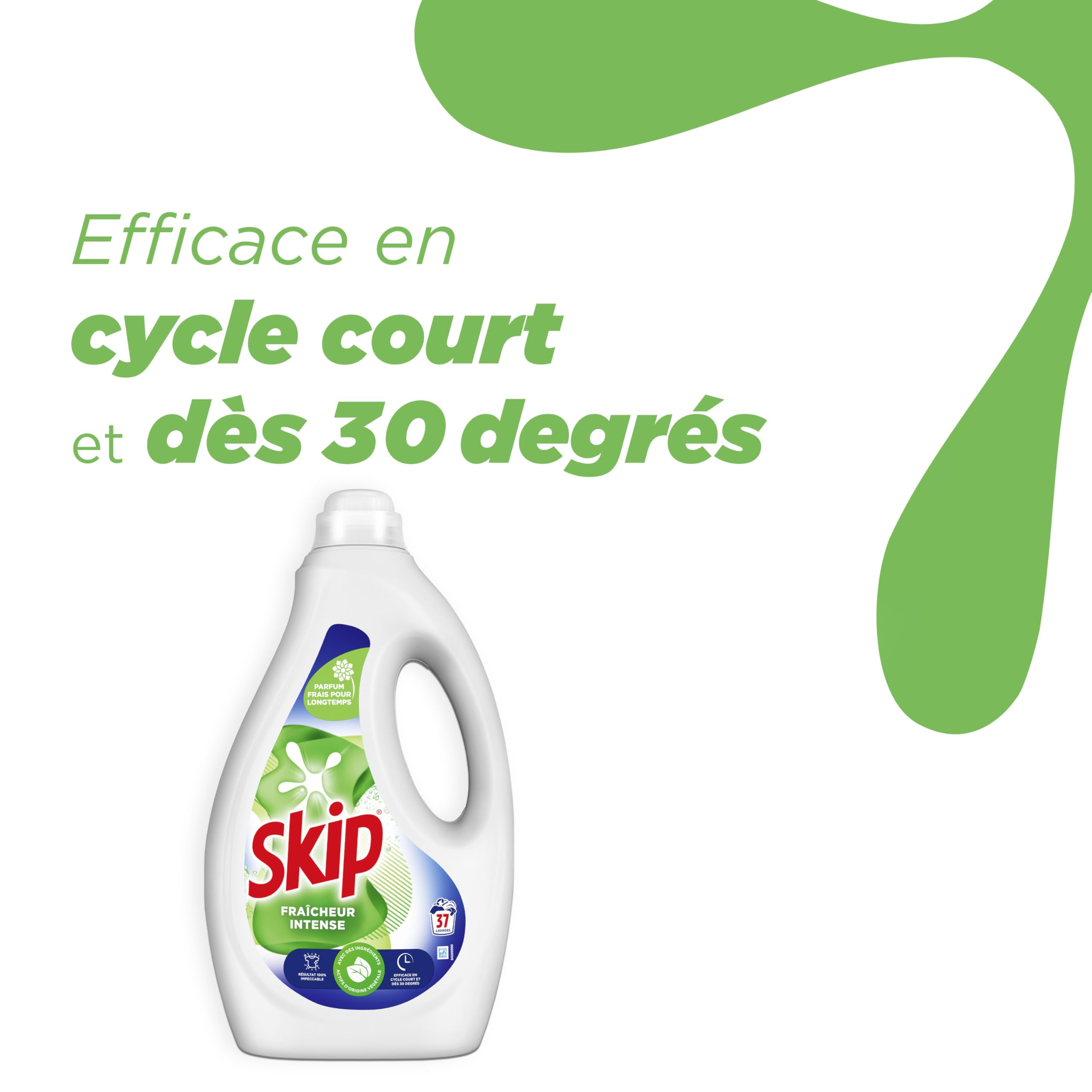 Skip - Lessive Liquide Fraicheur Intense - Action Détachante Efficace - 100% impeccable, éclatant et délicatement parfumé - 2x40 Lavages