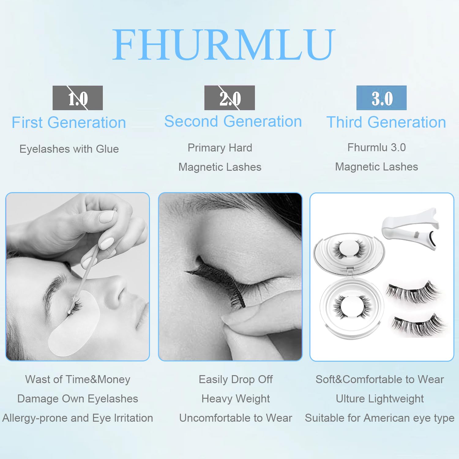 Magnetic Eyelashes with Applicator,Valentine's Gifts for Her,Reusable Magnetic Eyelashes Natural Look,Easy to Wear Reusable Soft Lashes kit No Glue Needed(Natural+Simple)