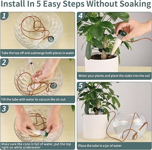 Miniatura 5 de Soilagua Estacas de riego automático para plantas con tubo de 47 pulgadas de largo para uso diario en vacaciones, dispositivos de riego de