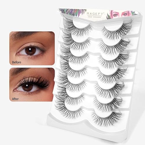 Miniatura 1 de MAGEFY Pestañas esponjosas de ojo de gato, pestañas suaves y reutilizables que parecen extensiones, paquete de 7 pares de pestañas postizas de banda