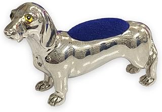 Large Victorian Style Collectable Dachshund Dog Pin Cushion 925 Sterling Silver Sewing Needle