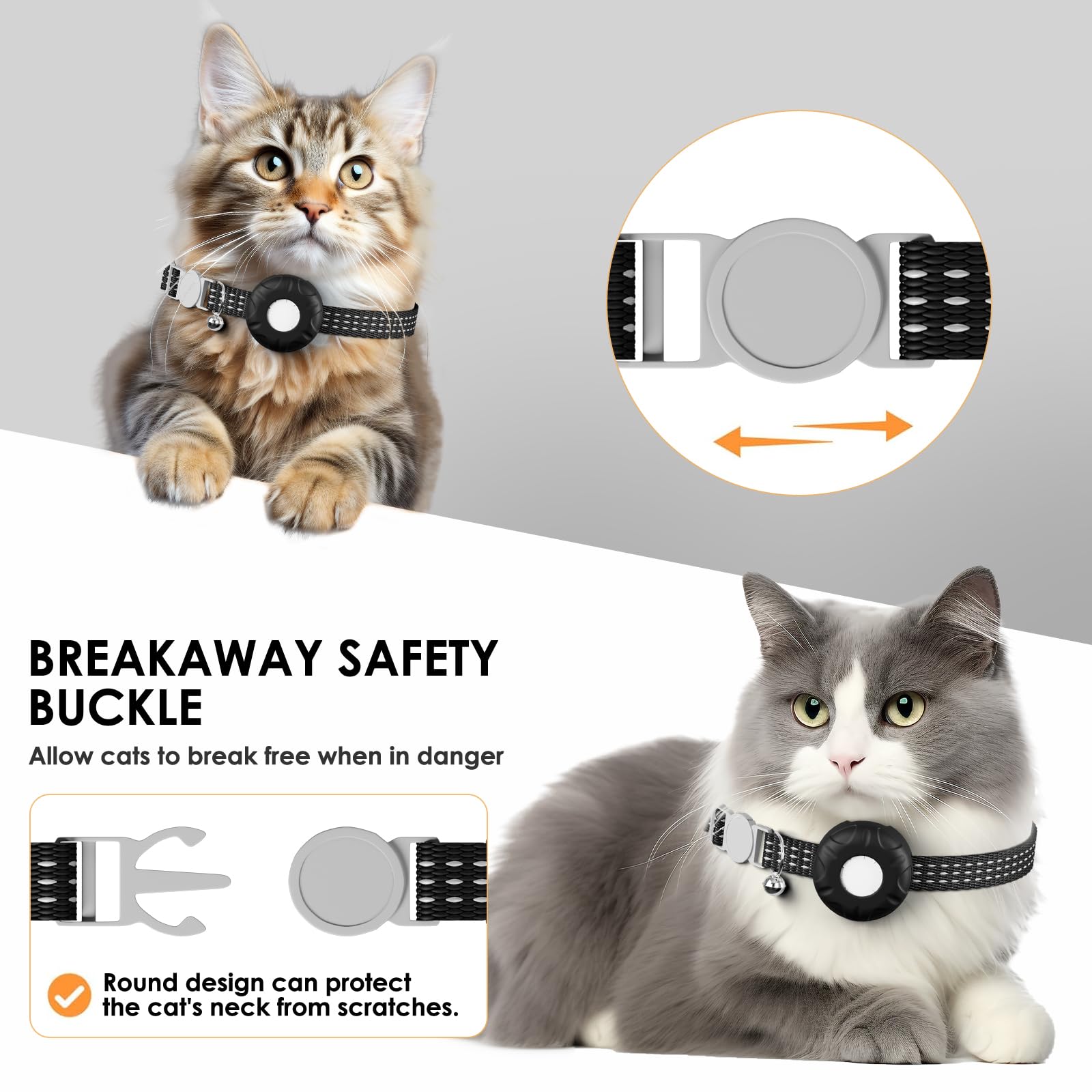 Localizzatore GPS per gatti, compatibile con Apple Find My App (solo iOS), senza canone mensile, collare staccabile incluso