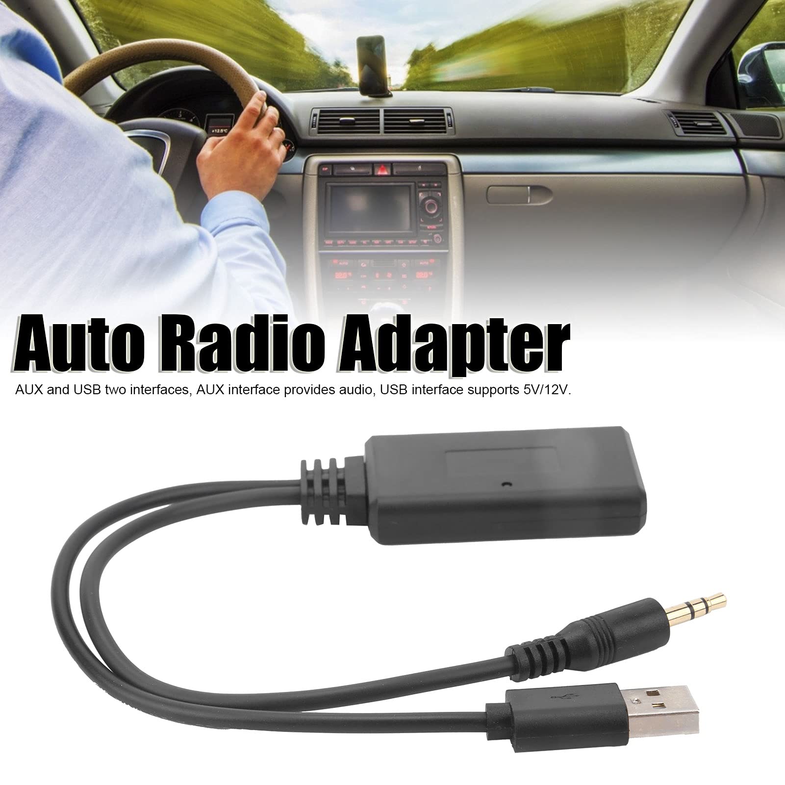 Aramox samochodowy odbiornik Bluetooth, port USB 3,5 mm AUX + 5 V/12 V, bezprzewodowy odbiornik Bluetooth 5.0, odtwarzacz muzyczny, złącze adaptera audio